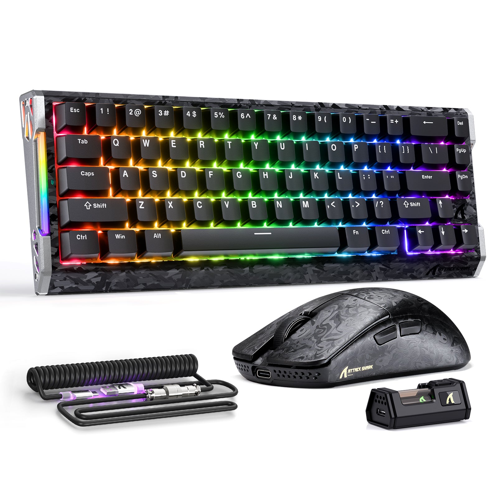ATTACK SHARK R68 HE & R11 ULTRA Bundle da gioco in fibra di carbonio con cavo a spirale C01 ULTRA