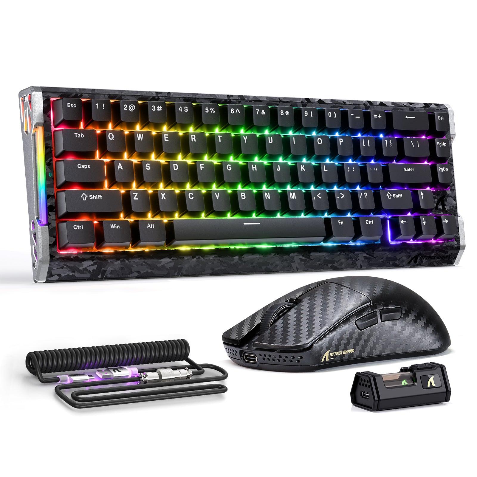 ATTACK SHARK R68 HE & R11 ULTRA Bundle da gioco in fibra di carbonio con cavo a spirale C01 ULTRA