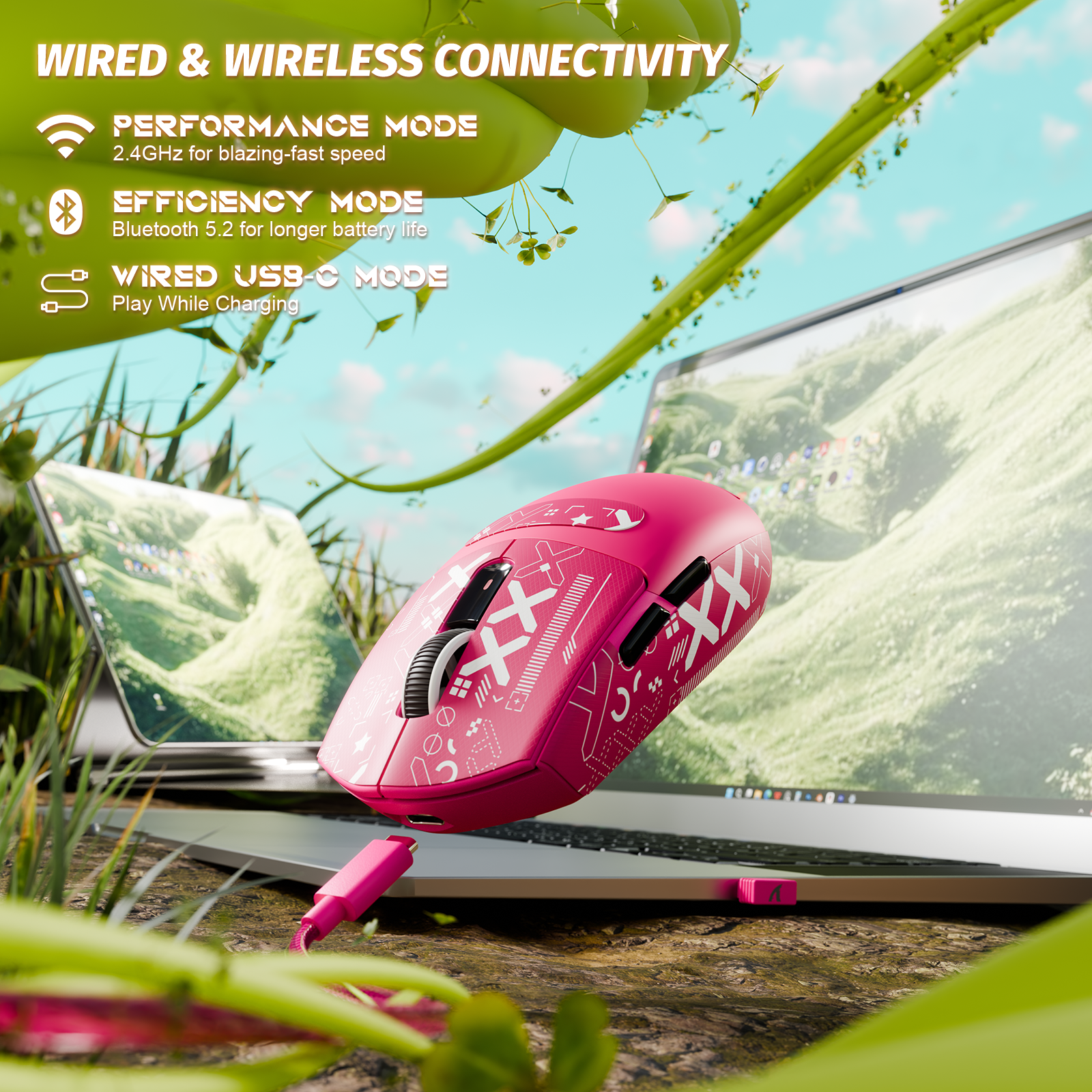 ATTACK SHARK G3 Mouse da Gaming Wireless Tri-mode 25000 DPI Ultra Leggero