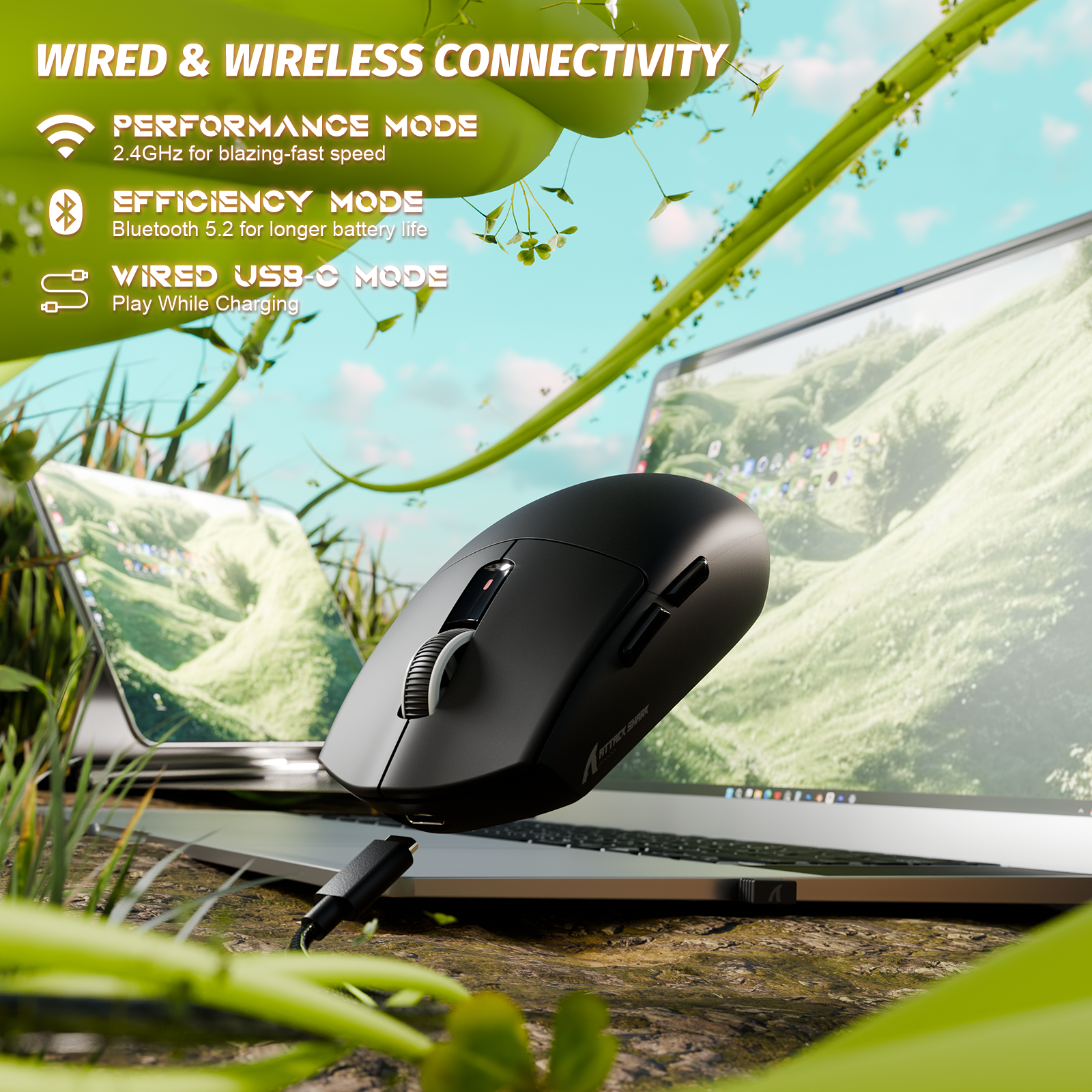 ATTACK SHARK G3 Mouse da Gaming Wireless Tri-mode 25000 DPI Ultra Leggero