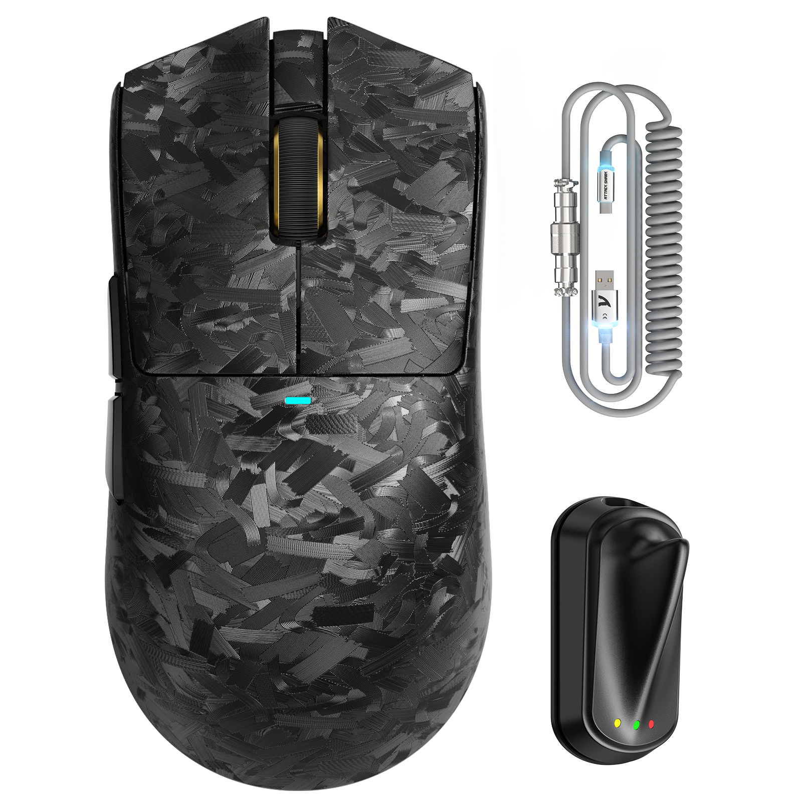 Mouse da gioco wireless ATTACK SHARK X11 ULTRA in fibra di carbonio con cavo LED C06 Ultra