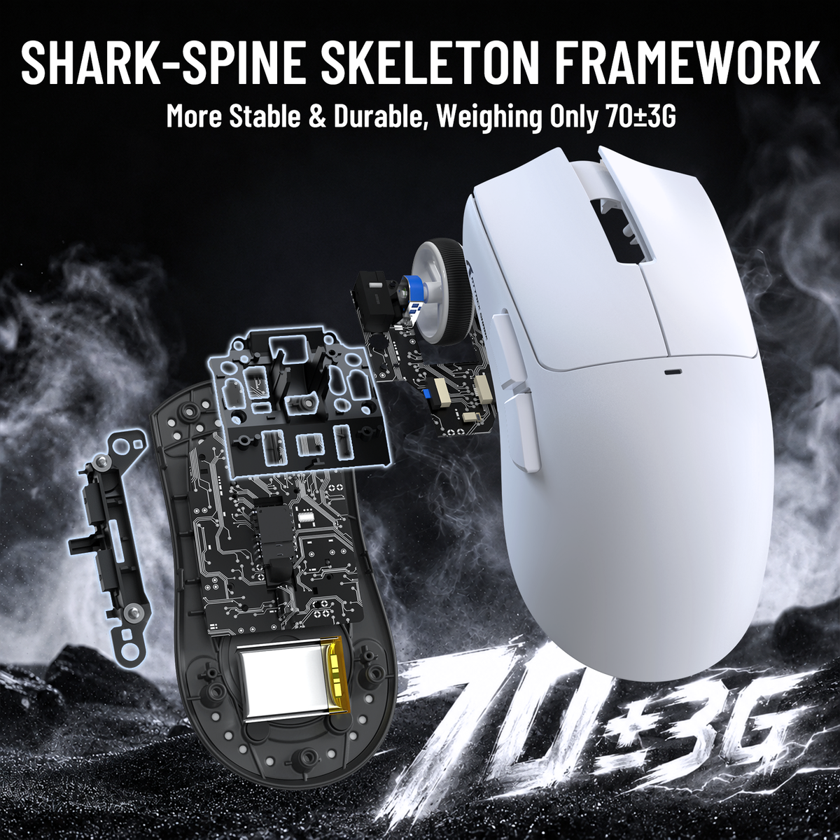 Mouse da gioco wireless ATTACK SHARK X11 PRO V2 con display TFT, dock di ricarica e cavo a spirale C06