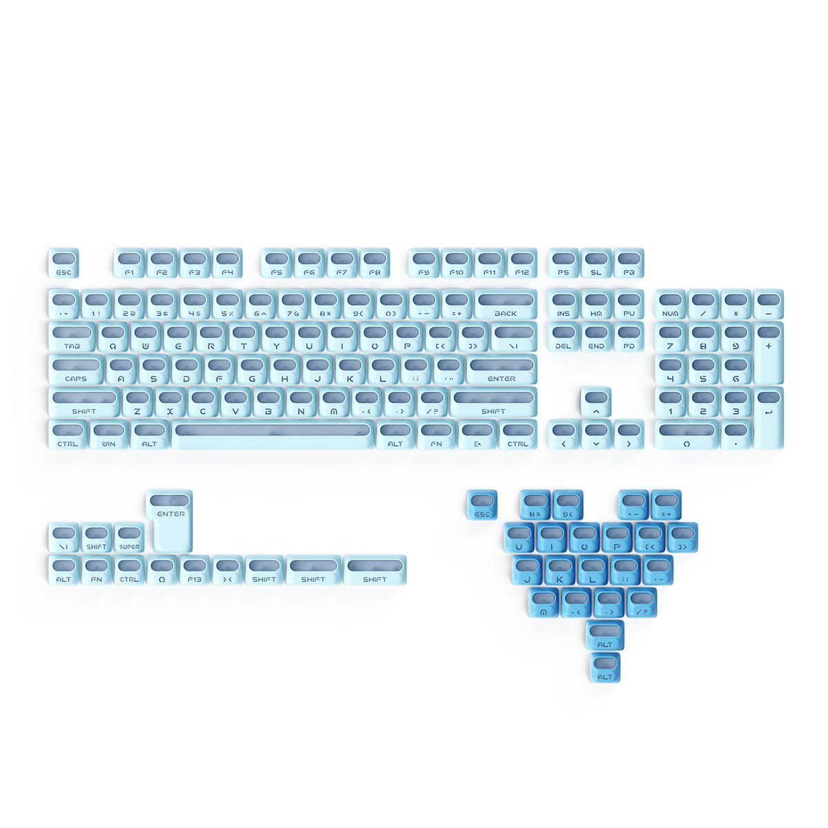 ATTACK SHARK SK07, 131 tasti, keycap Prism con retroilluminazione trasparente, ANSI, bianco