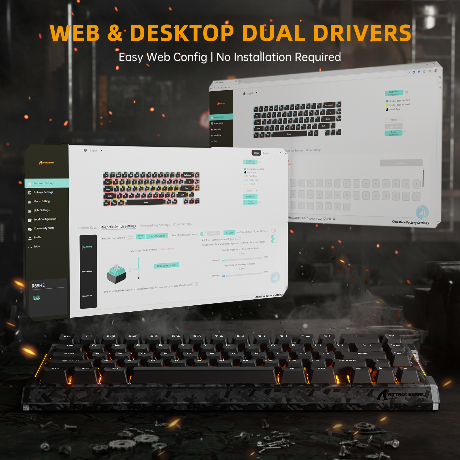 ATTACK SHARK R68 HE & R11 ULTRA Pacchetto Gaming in Fibra di Carbonio