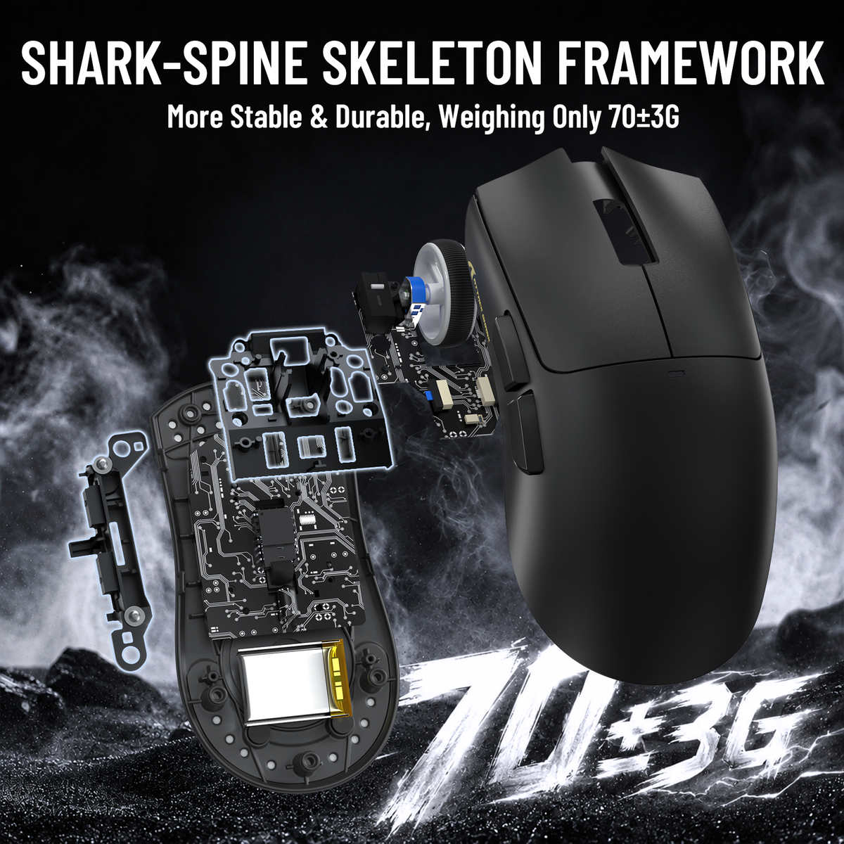 Mouse da gioco wireless ATTACK SHARK X11 PRO V2 con display TFT, dock di ricarica e cavo a spirale C06