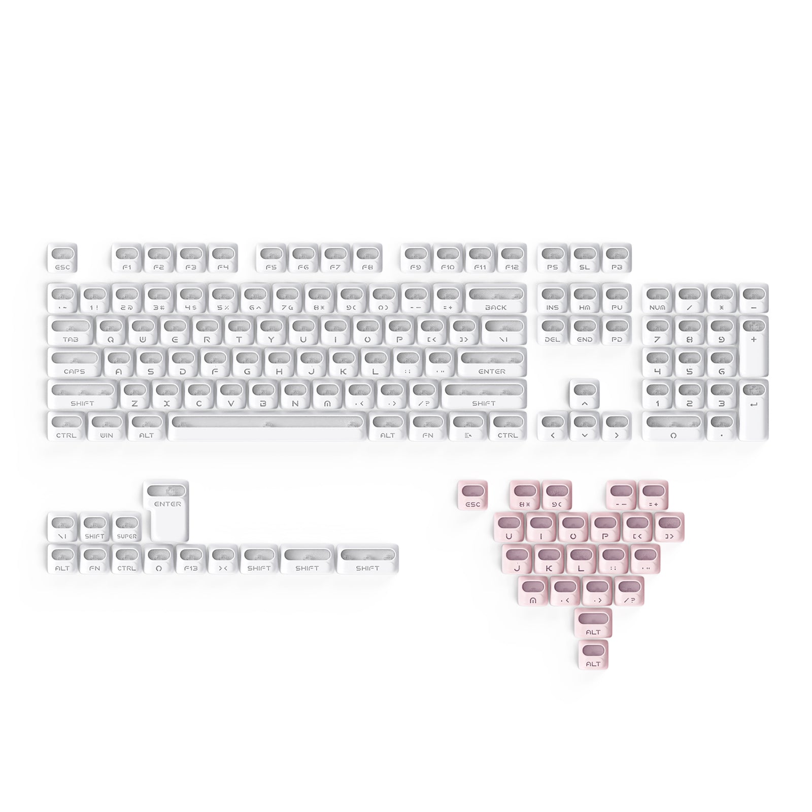 ATTACK SHARK SK07, 131 tasti, keycap Prism con retroilluminazione trasparente, ANSI, bianco