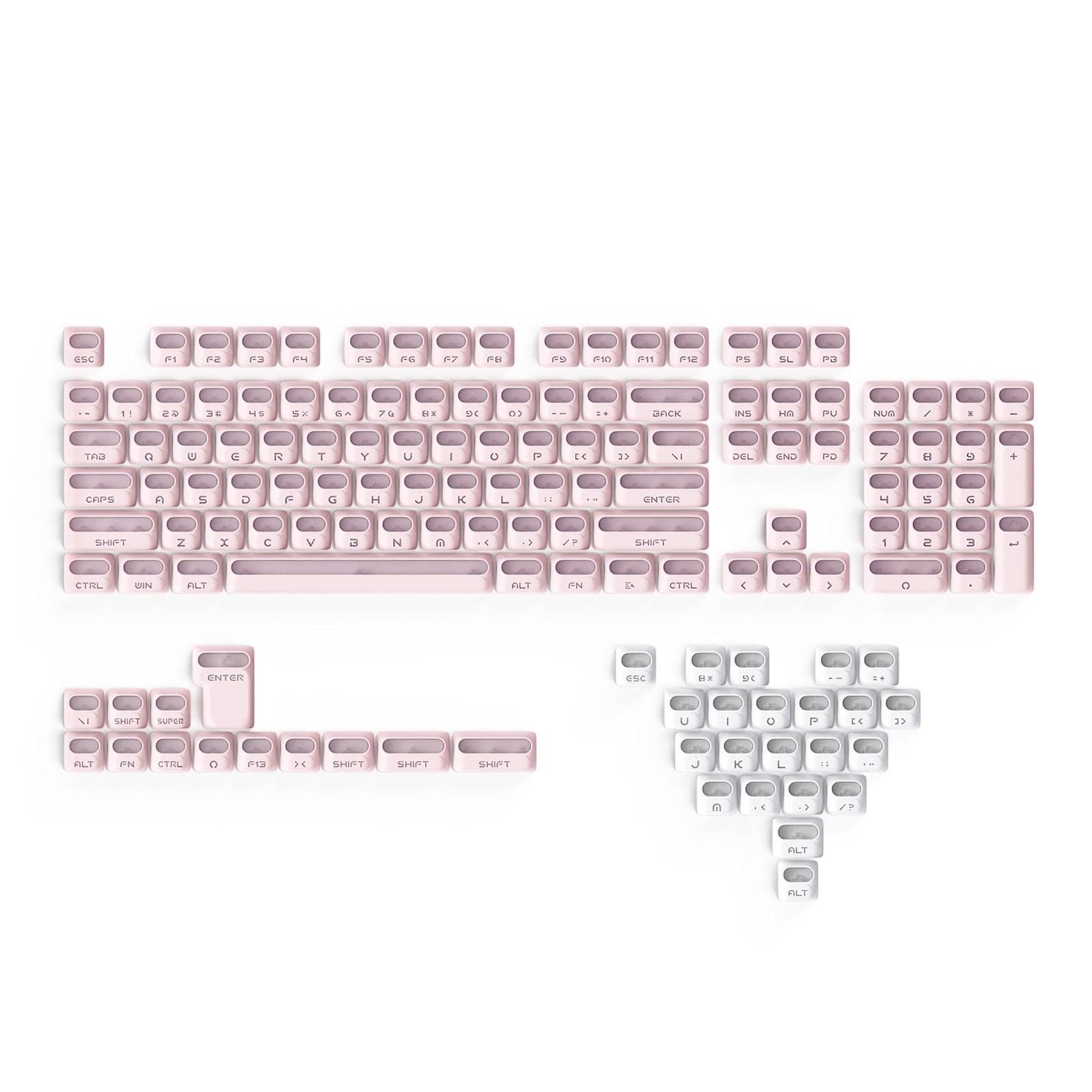 ATTACK SHARK SK07, 131 tasti, keycap Prism con retroilluminazione trasparente, ANSI, bianco