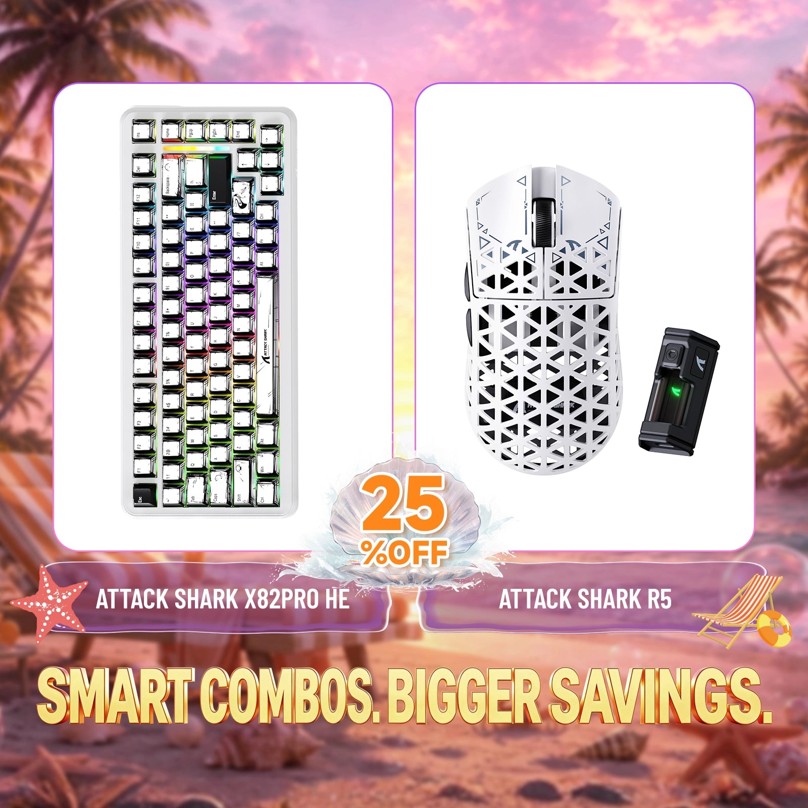 ATTACK SHARK X82PRO HE rapid trigger keyboard bundle with R5 carbon fiber wireless mouse, 25% off