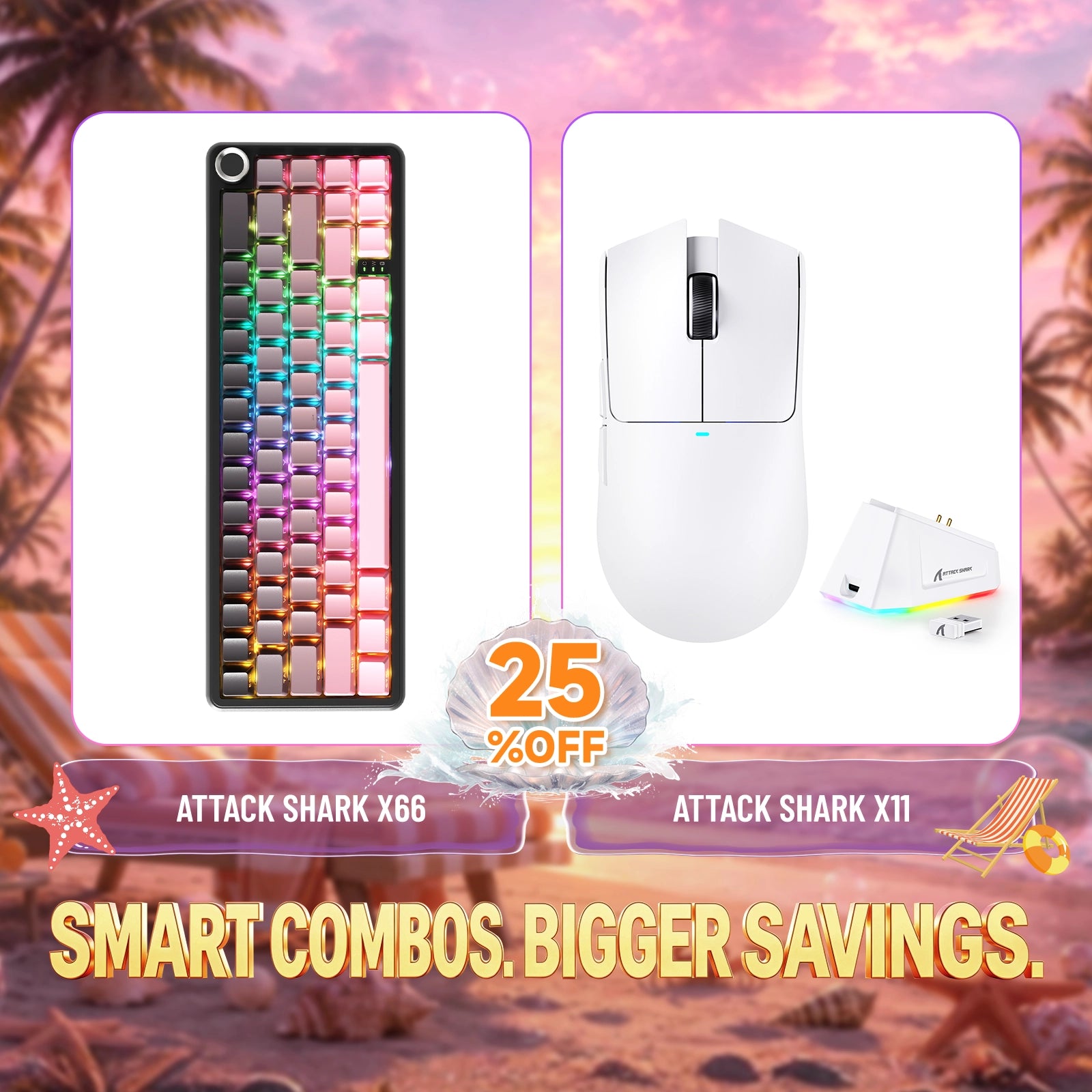 ATTACK SHARK X66 Tastiera Meccanica Wireless + Mouse da Gaming Wireless X11 Bundle