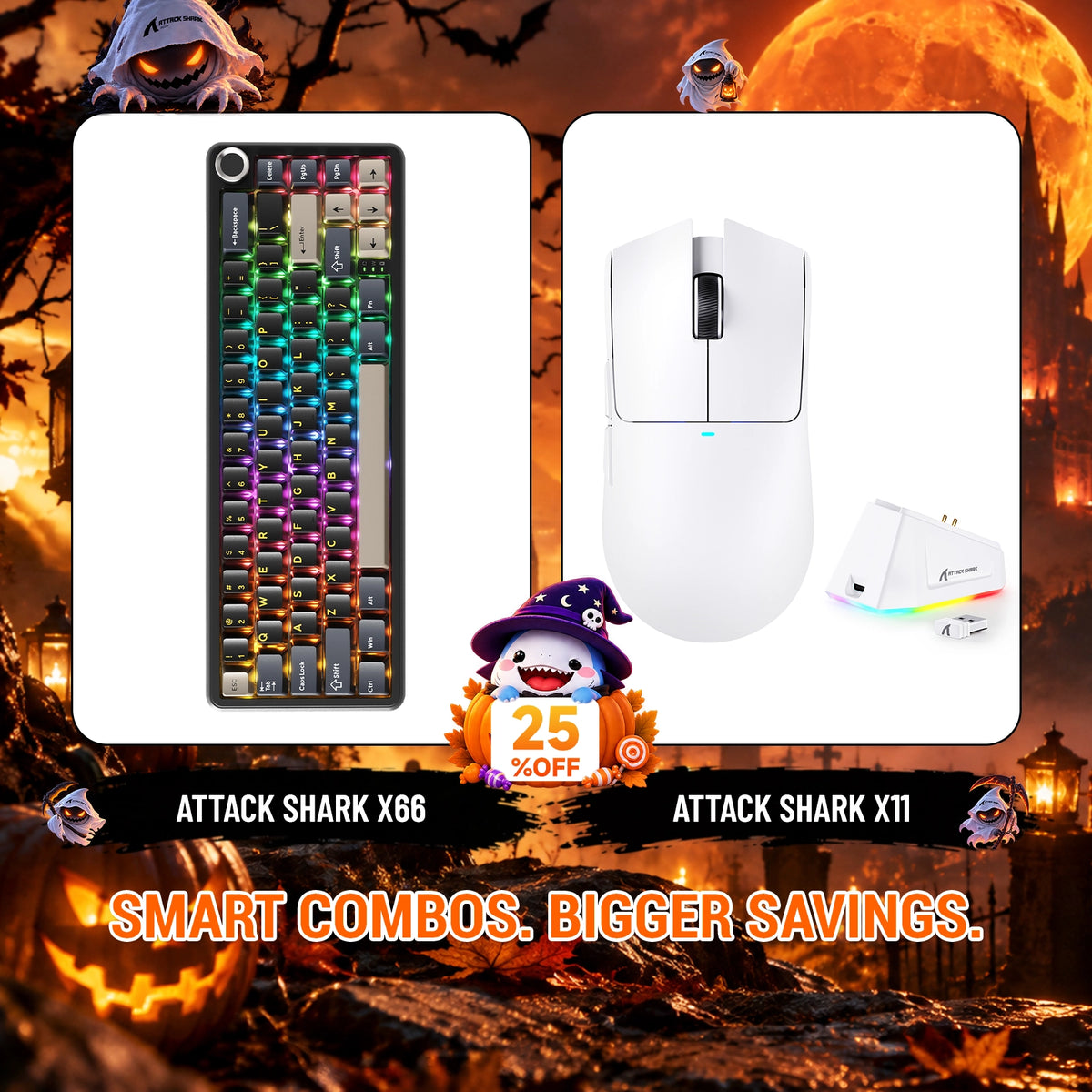 ATTACK SHARK X66 Tastiera Meccanica Wireless + Mouse da Gaming Wireless X11 Bundle