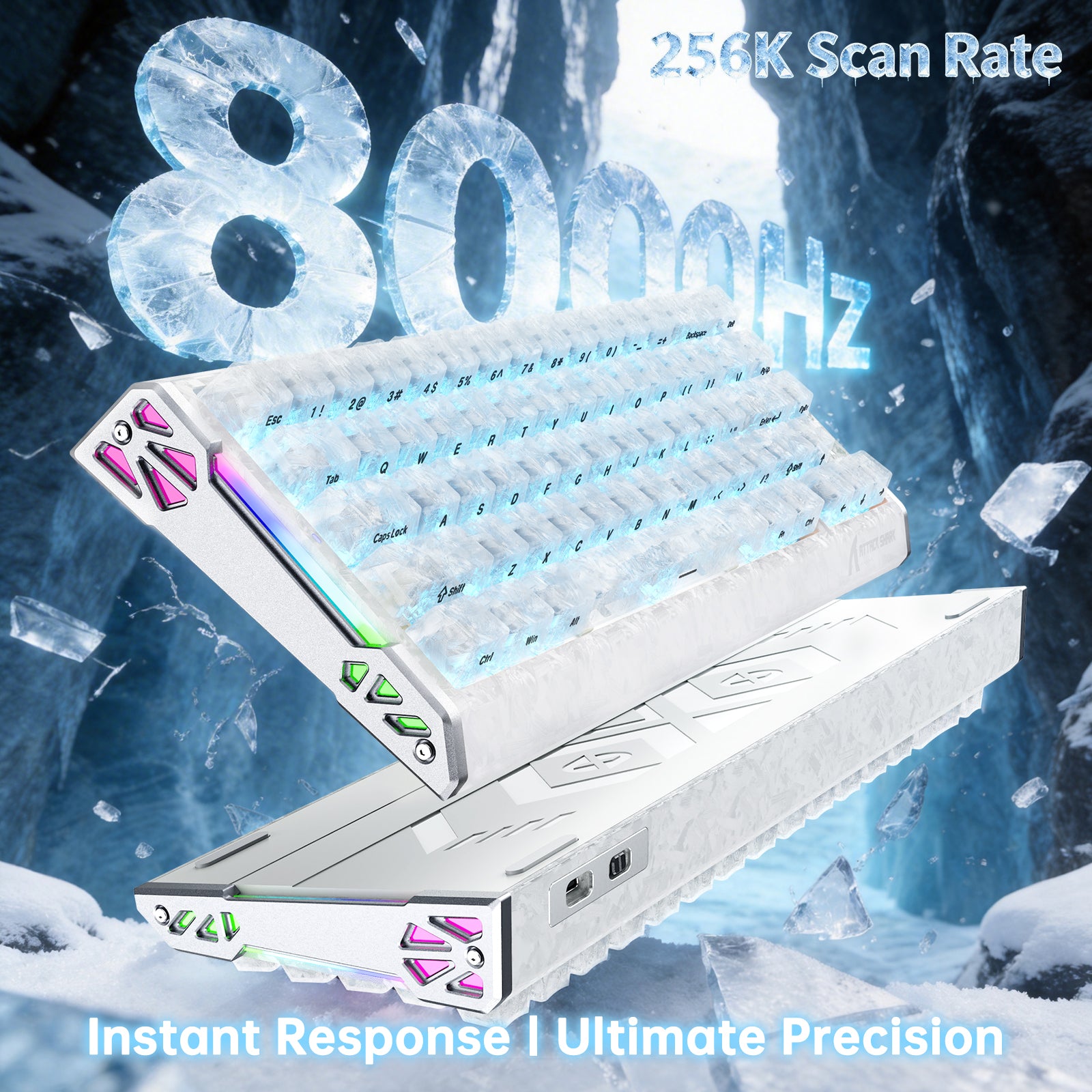 ATTACK SHARK R68 HE Tastiera Rapid Trigger Cablate in Fibra di Carbonio con Interruttore Magnetico e Cavo RGB Avvolto C01 Ultra