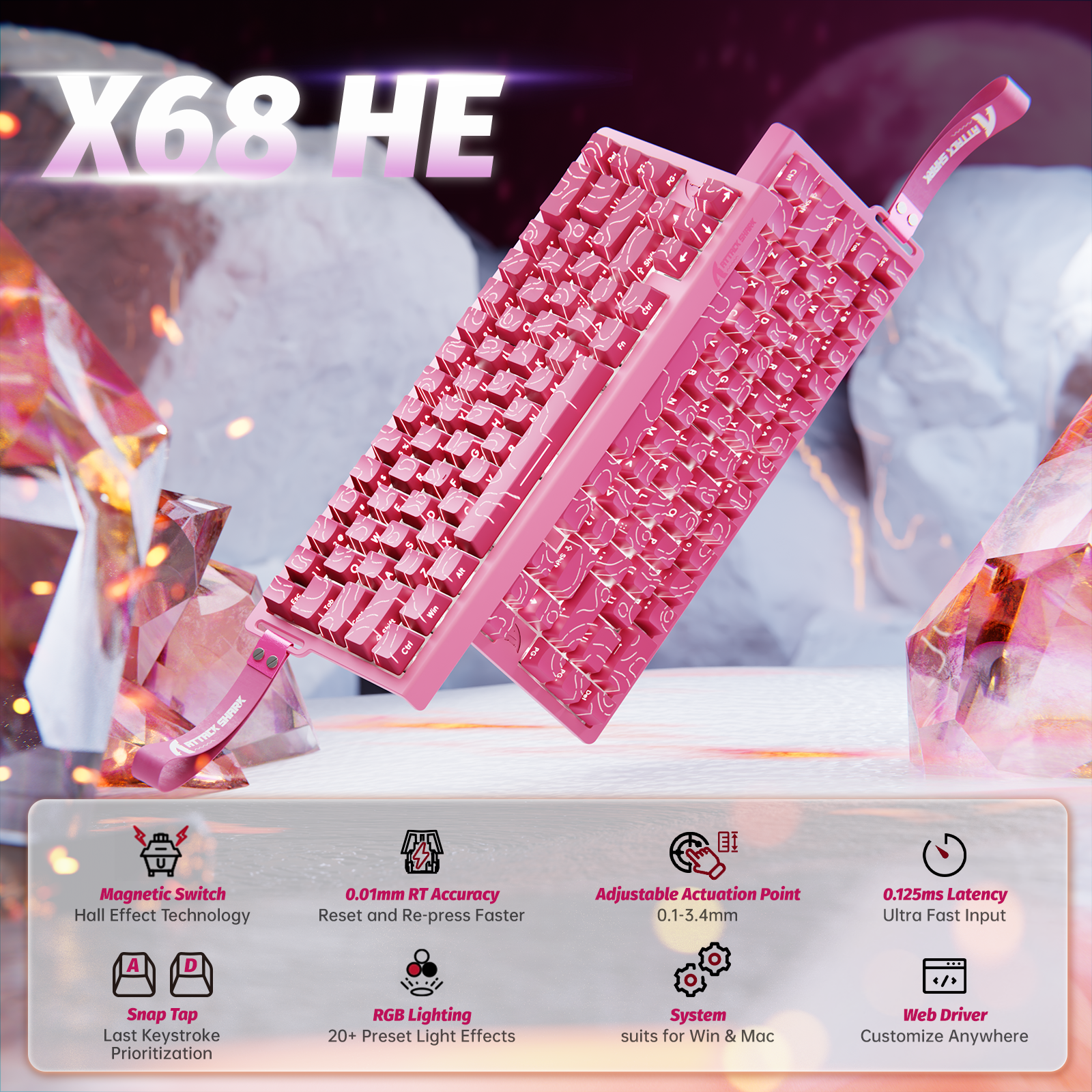 ATTACK SHARK X68 HE Tastiera Rapid Trigger con Switch Magnetico