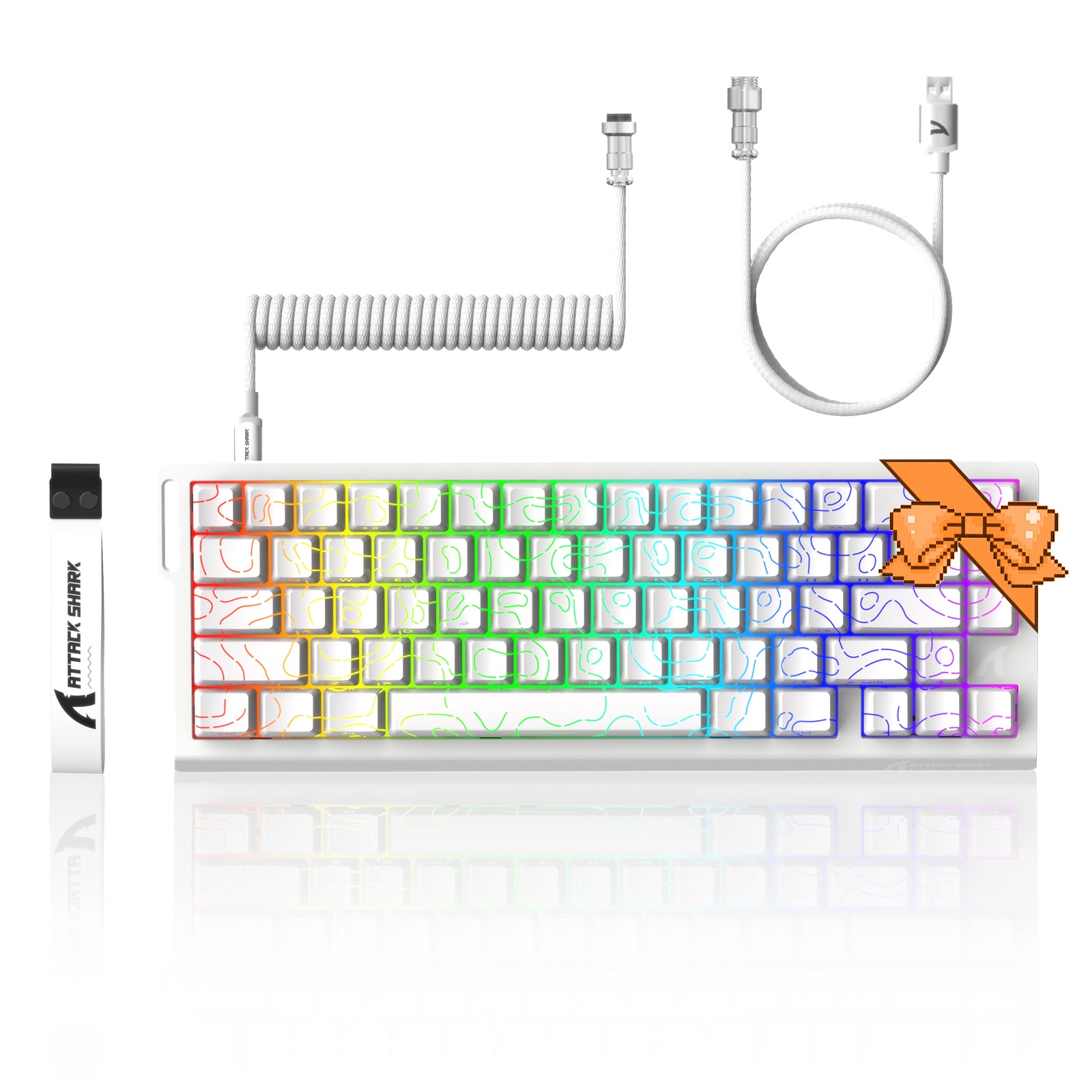 ATTACK SHARK X68 HE Keyboard with coiled cable and RGB lighting
