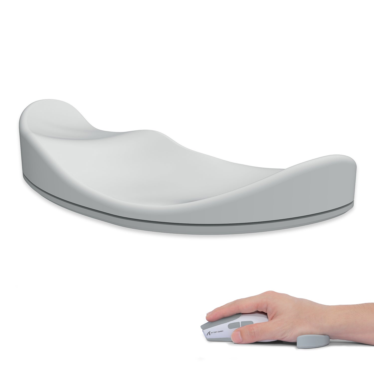 ATTACK SHARK ergonomic mouse wrist rest, white silicone support, comfortable hand rest for gaming