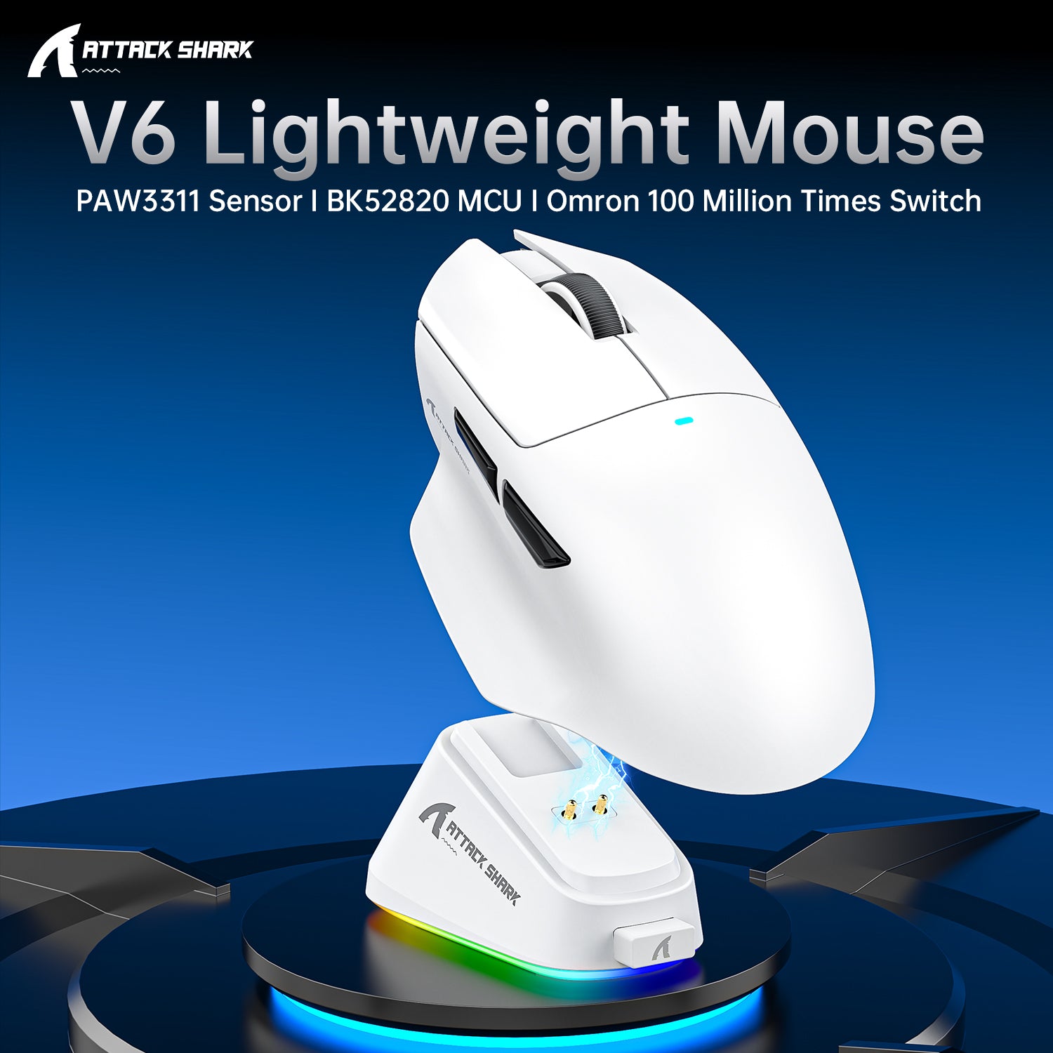 ATTACK SHARK V6 Mouse da Gioco Tri-Mode Ultra-Leggero