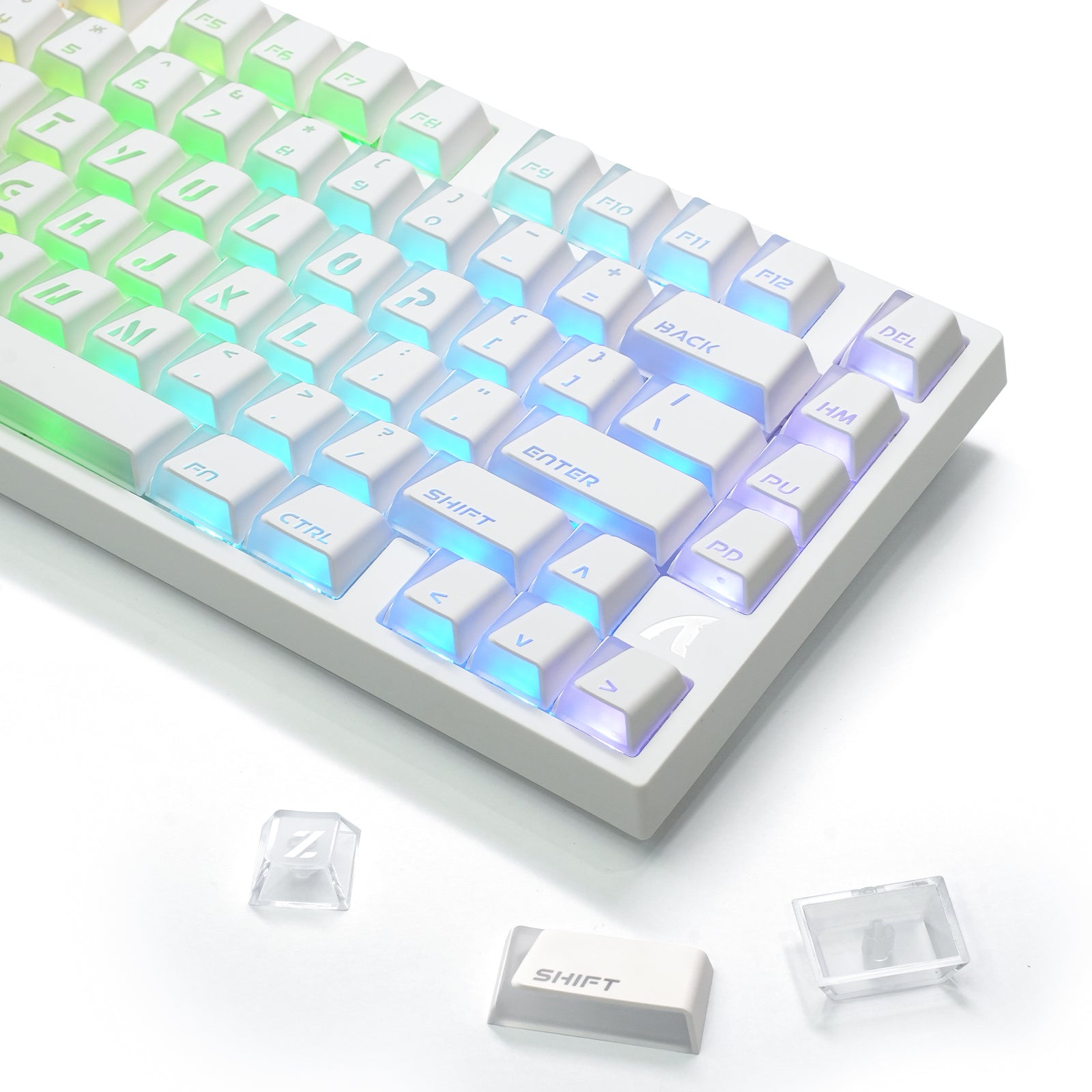 ATTACK SHARK SK07, 131 tasti, keycap Prism con retroilluminazione trasparente, ANSI, bianco