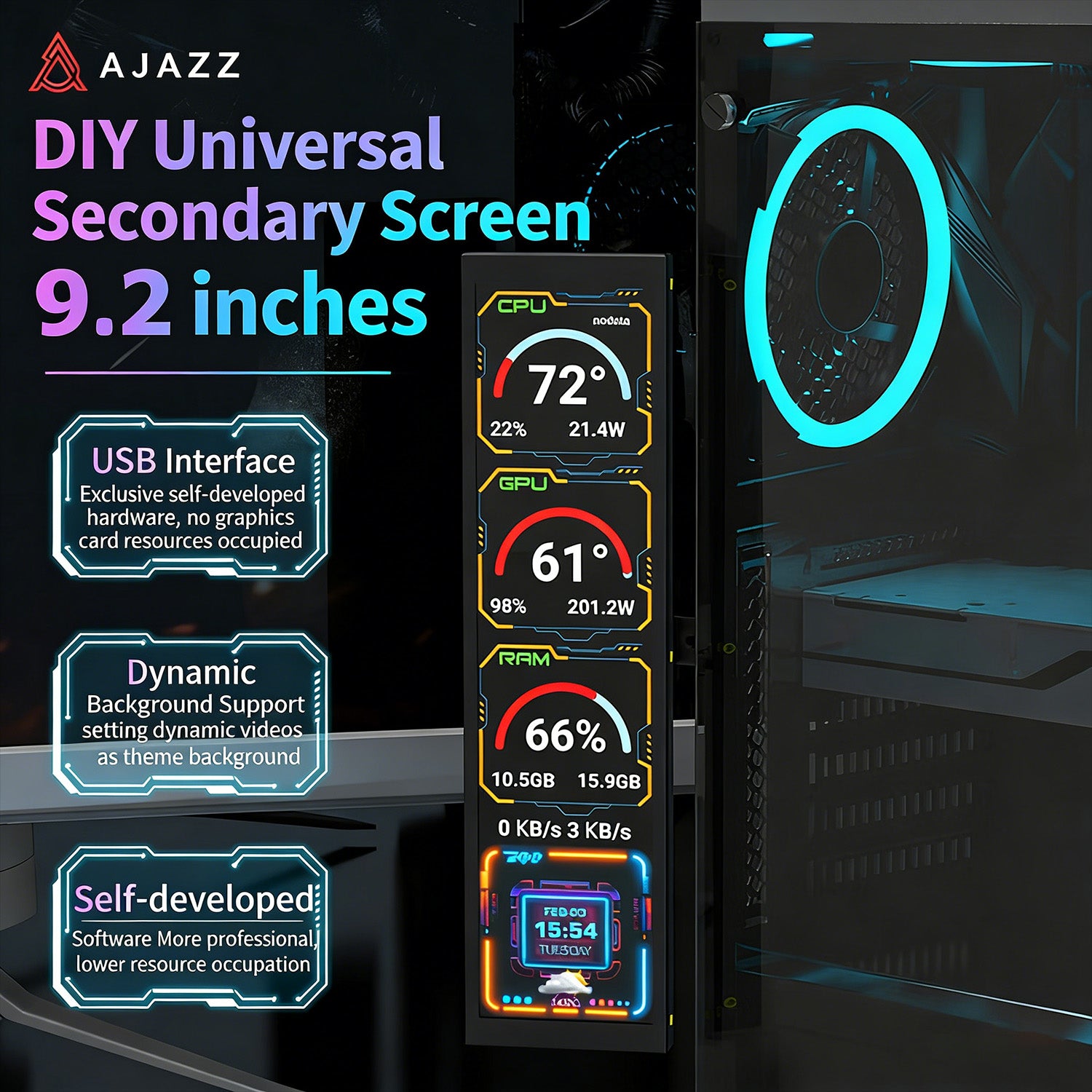 Monitor LCD IPS da 9,2 pollici ATTACK SHARK x AJAZZ