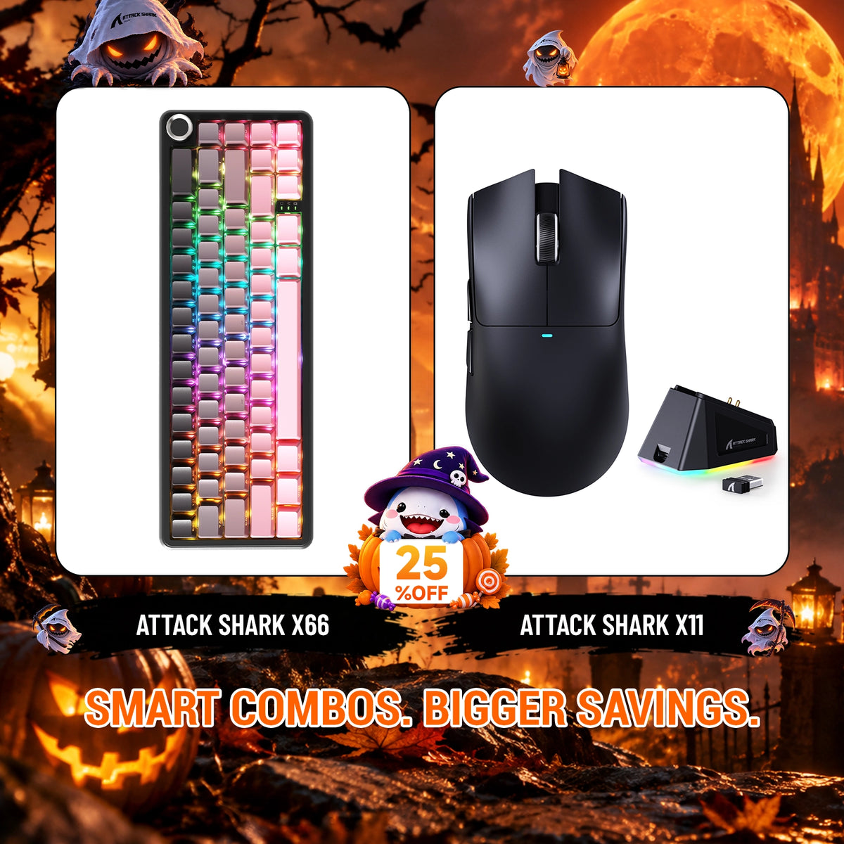 ATTACK SHARK X66 Tastiera Meccanica Wireless + Mouse da Gaming Wireless X11 Bundle