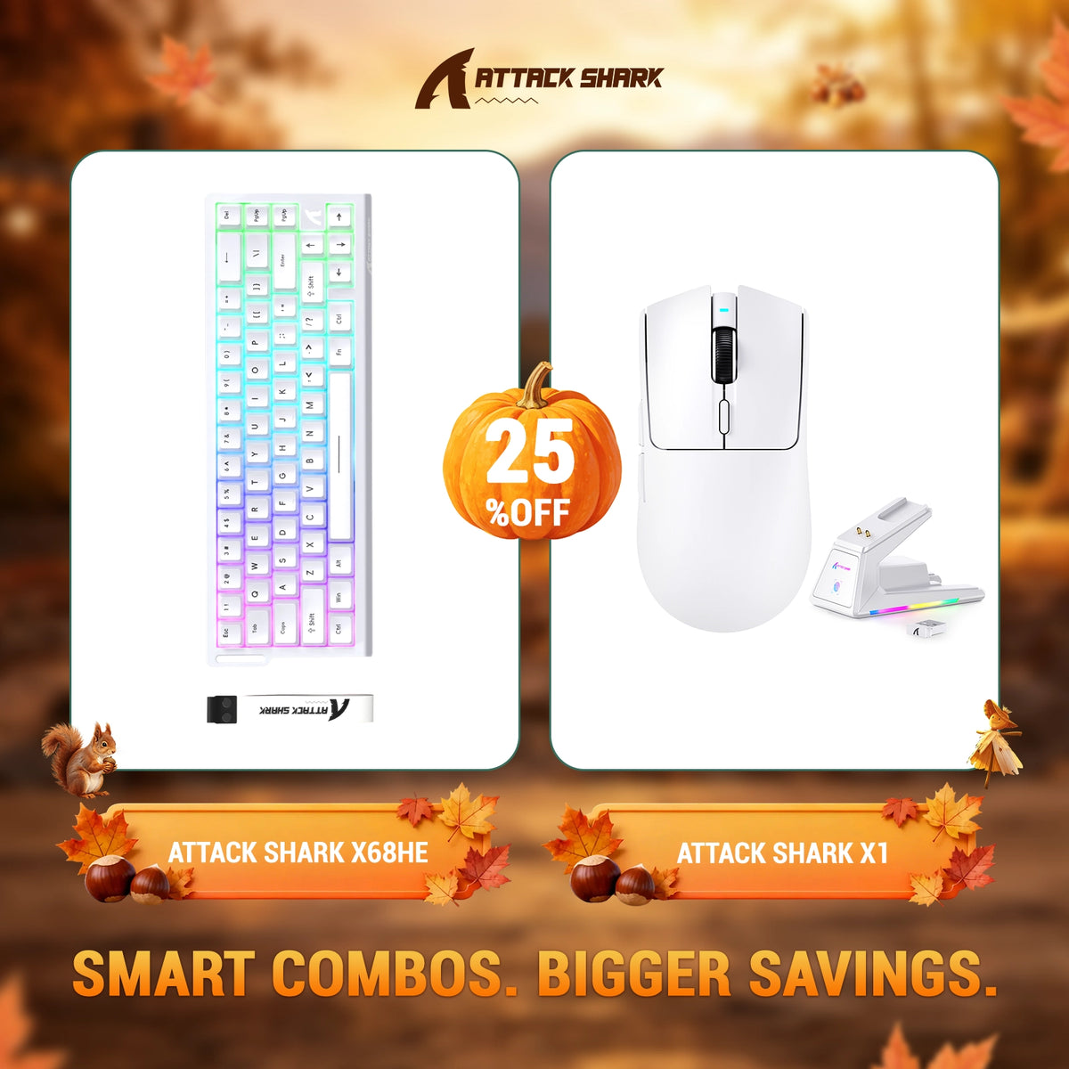 ATTACK SHARK X68HE Tastiera Rapid Trigger + Mouse da Gaming Wireless X1 Bundle