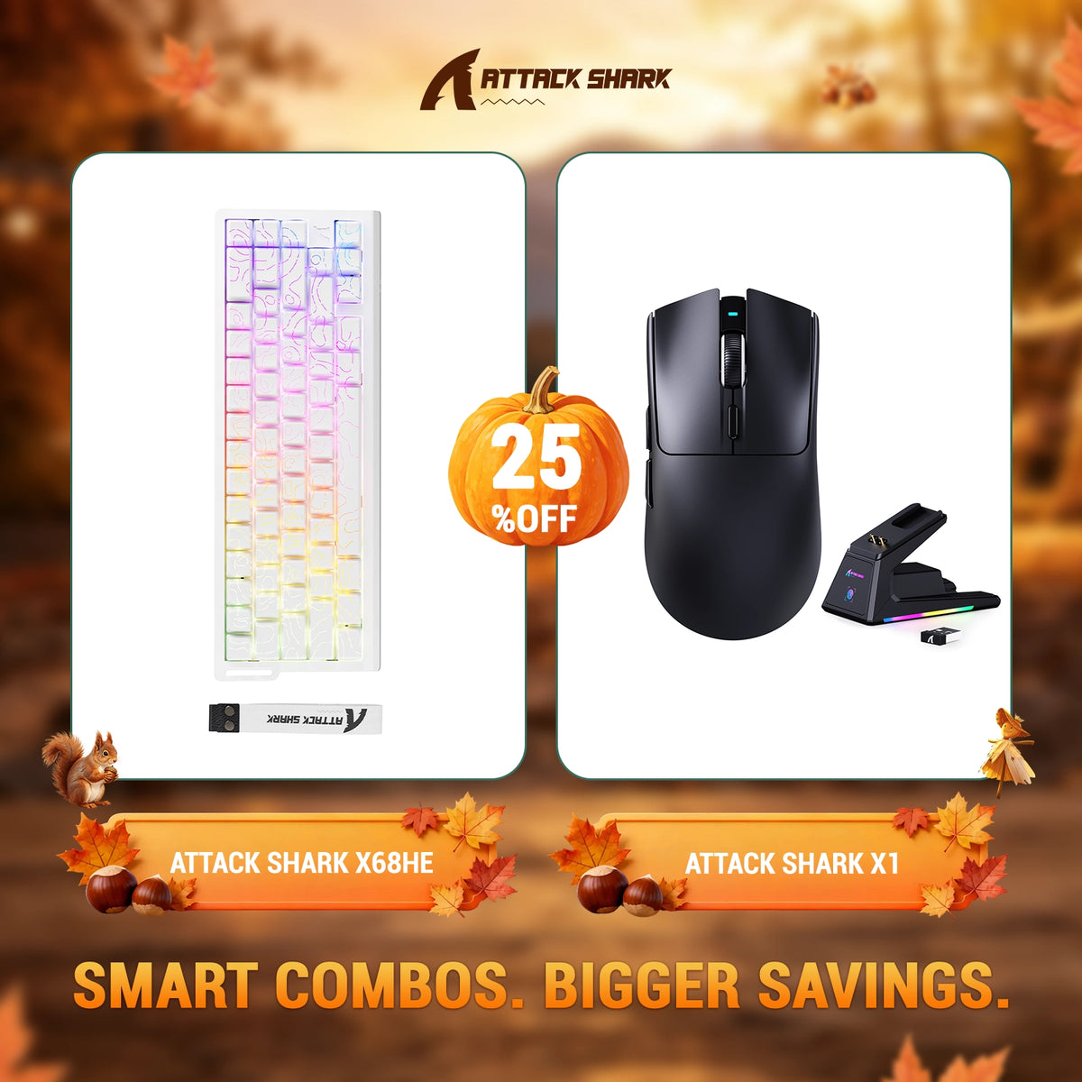 ATTACK SHARK X68HE Tastiera Rapid Trigger + Mouse da Gaming Wireless X1 Bundle