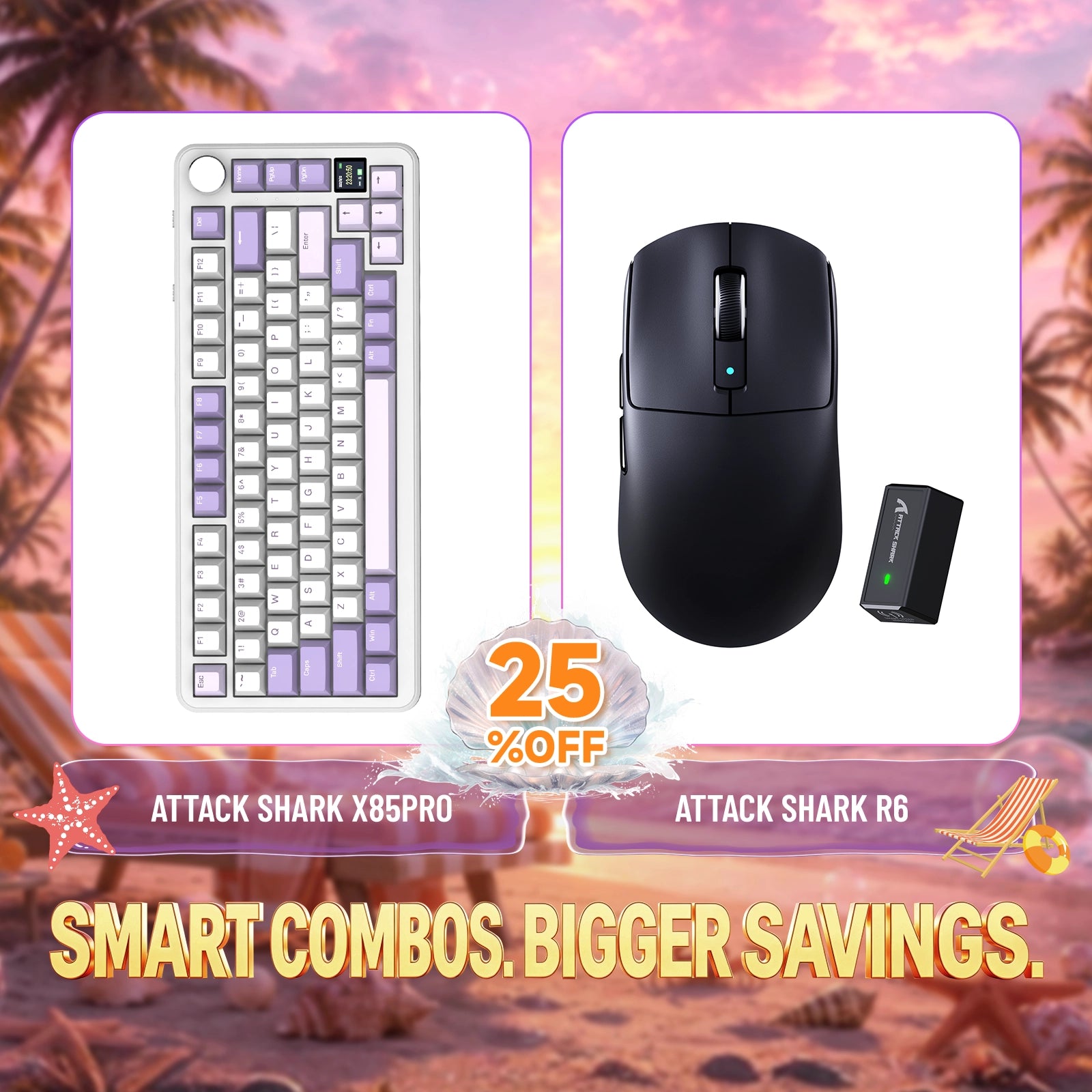 ATTACK SHARK X85PRO keyboard and R6 wireless gaming mouse bundle, 25% off