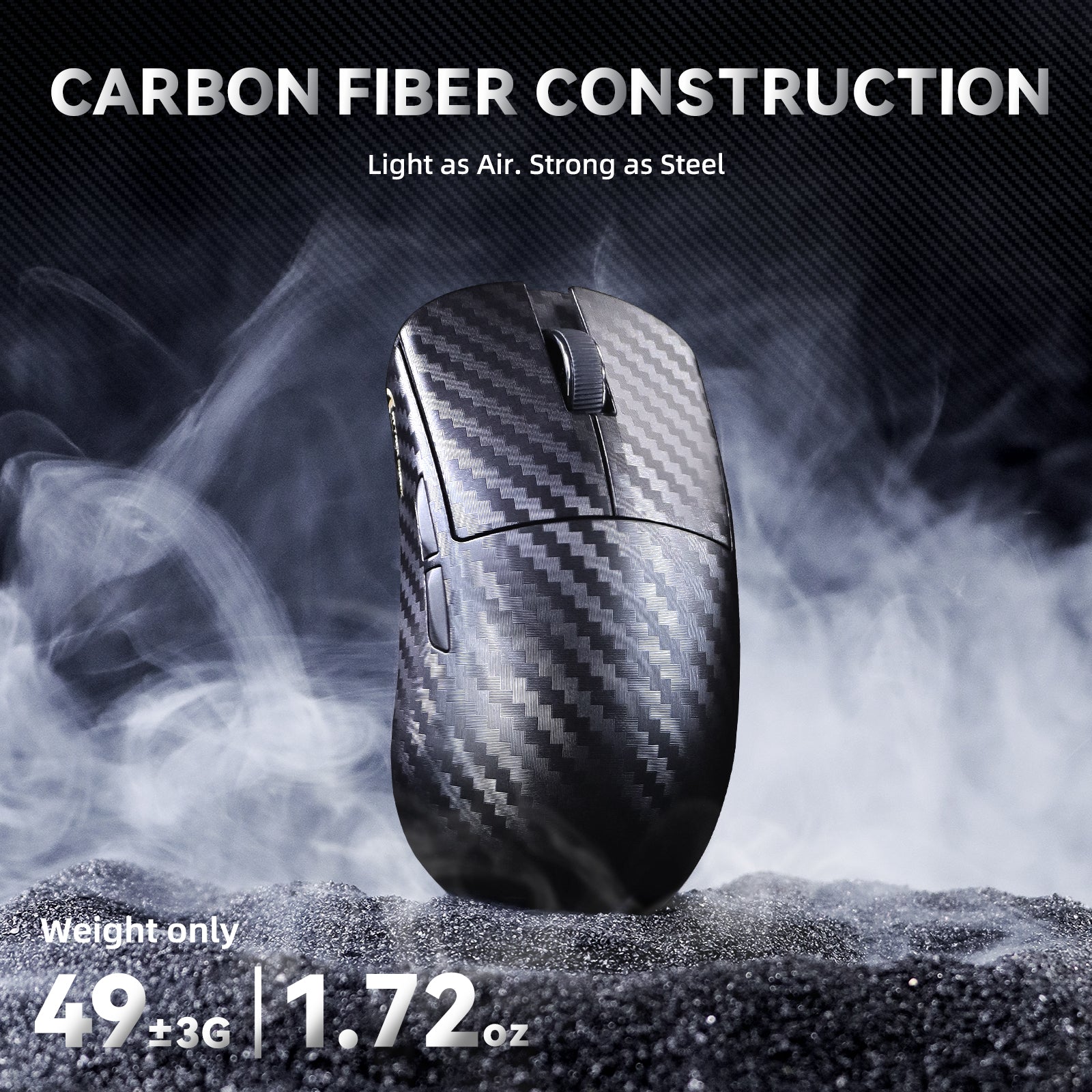 ATTACK SHARK R11 ULTRA Mouse da gioco wireless in fibra di carbonio 8K PAW3950MAX con cavo LED Ultra C06