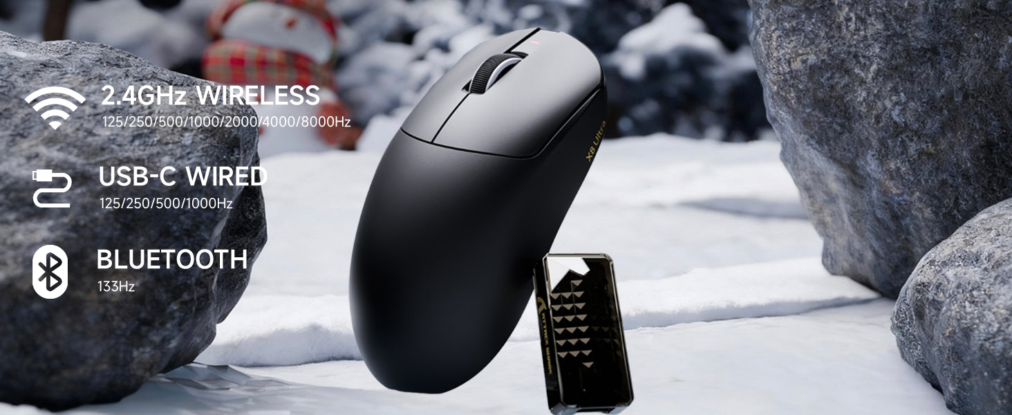 ATTACK SHARK X8 Ultra Mouse da Gioco Wireless 8KHz con Cavo C06 Ultra