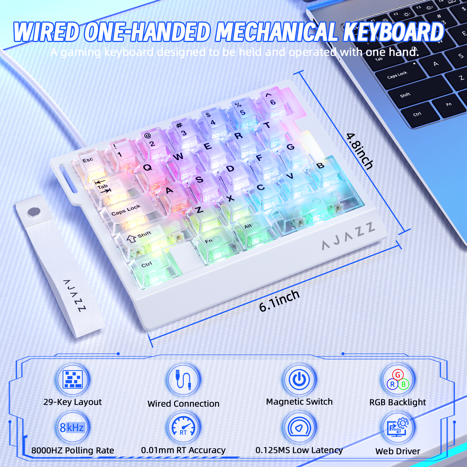 ATTACK SHARK X AJAZZ AK029 Tastiera da Gioco Cablate Monomanuale