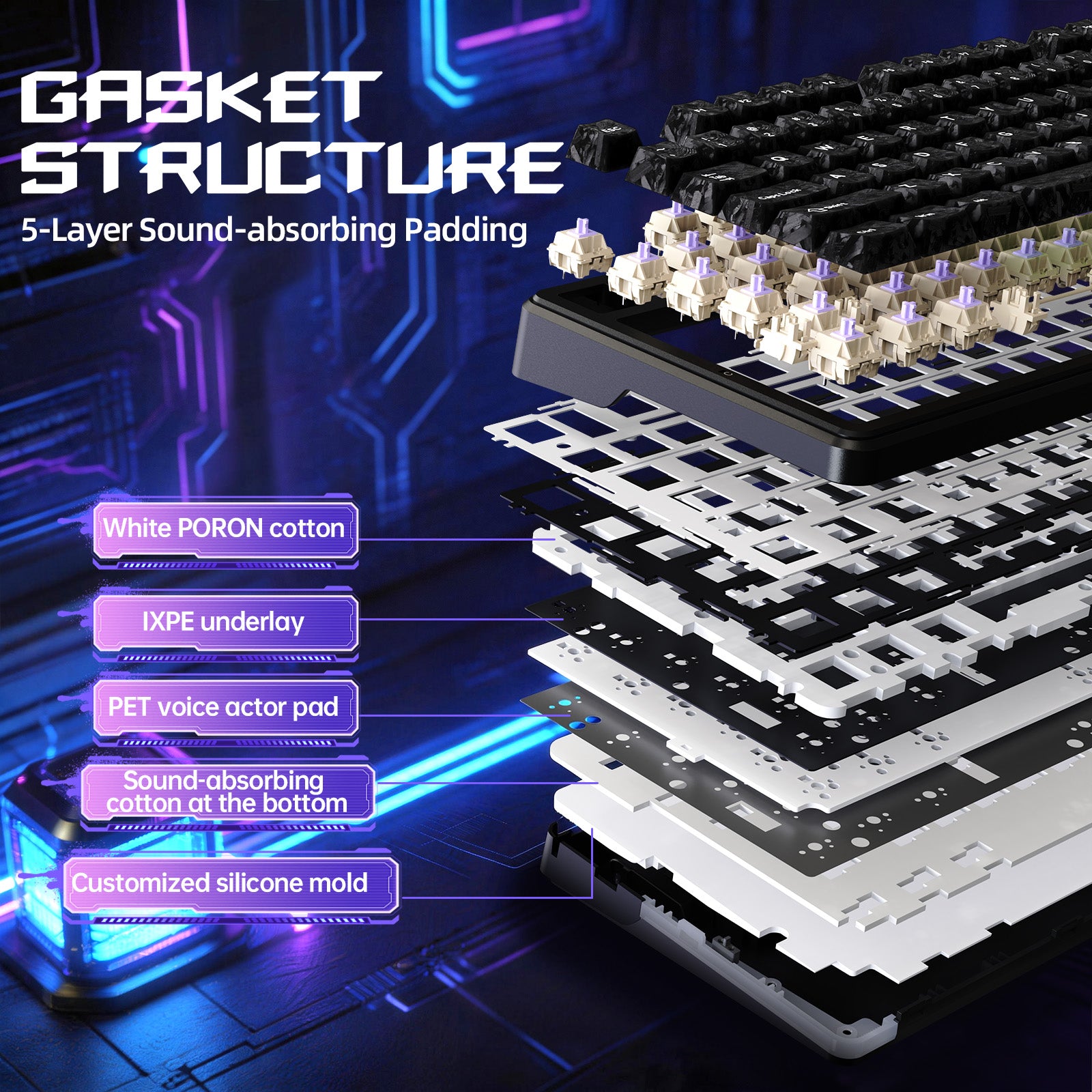 ATTACK SHARK X87 ULTRA Tastiera da gioco wireless con ricevitore 8KHz e cavo a spirale RGB