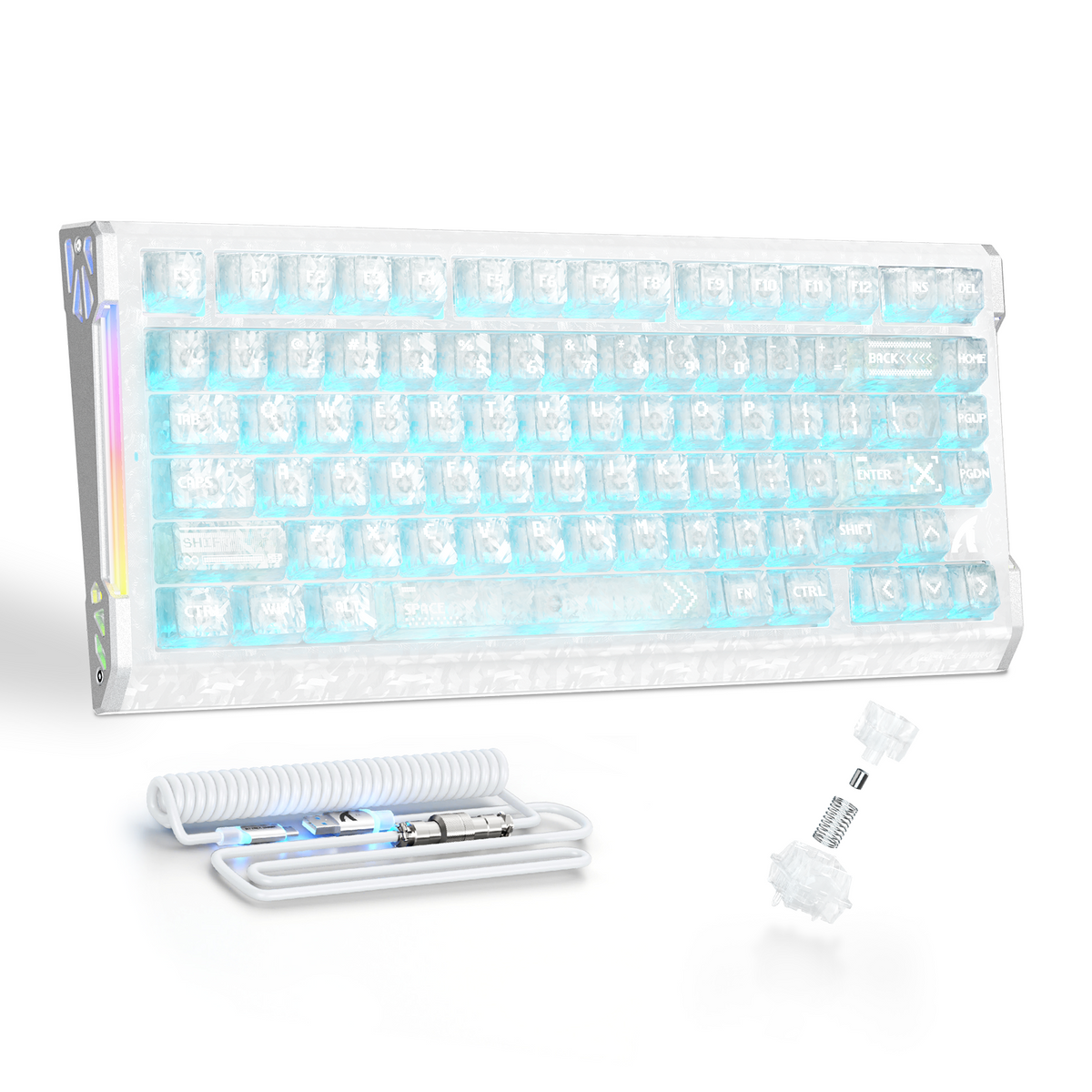 ATTACK SHARK R86 HE Carbon Fiber Wired Rapid Trigger Magnetic Switch Gaming Keyboard con cavo spiralato RGB C01 ULTRA