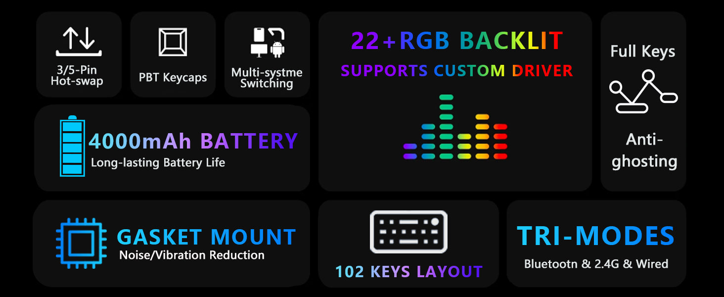 ATTACK SHARK X98 Tastiera Meccanica Wireless Full-size