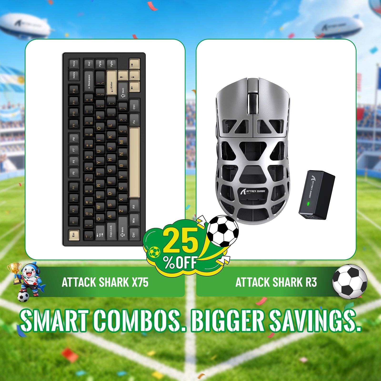 ATTACK SHARK X75 Tastiera in Alluminio Completo + Mouse da Gaming in Lega di Magnesio R3 Bundle