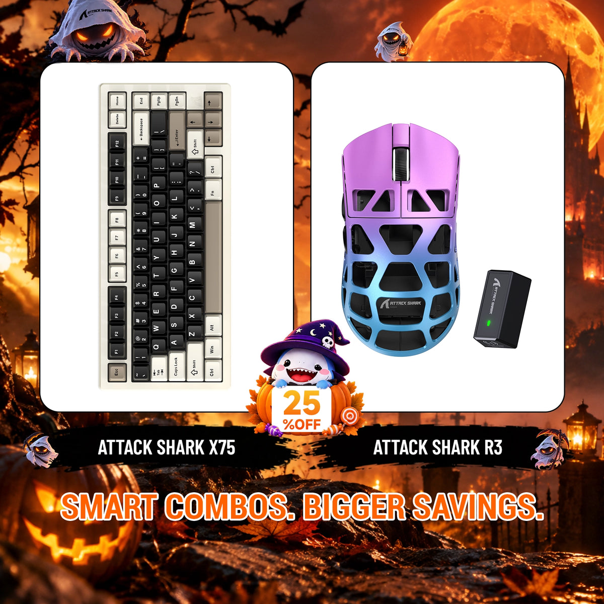 ATTACK SHARK X75 Tastiera in Alluminio Completo + Mouse da Gaming in Lega di Magnesio R3 Bundle