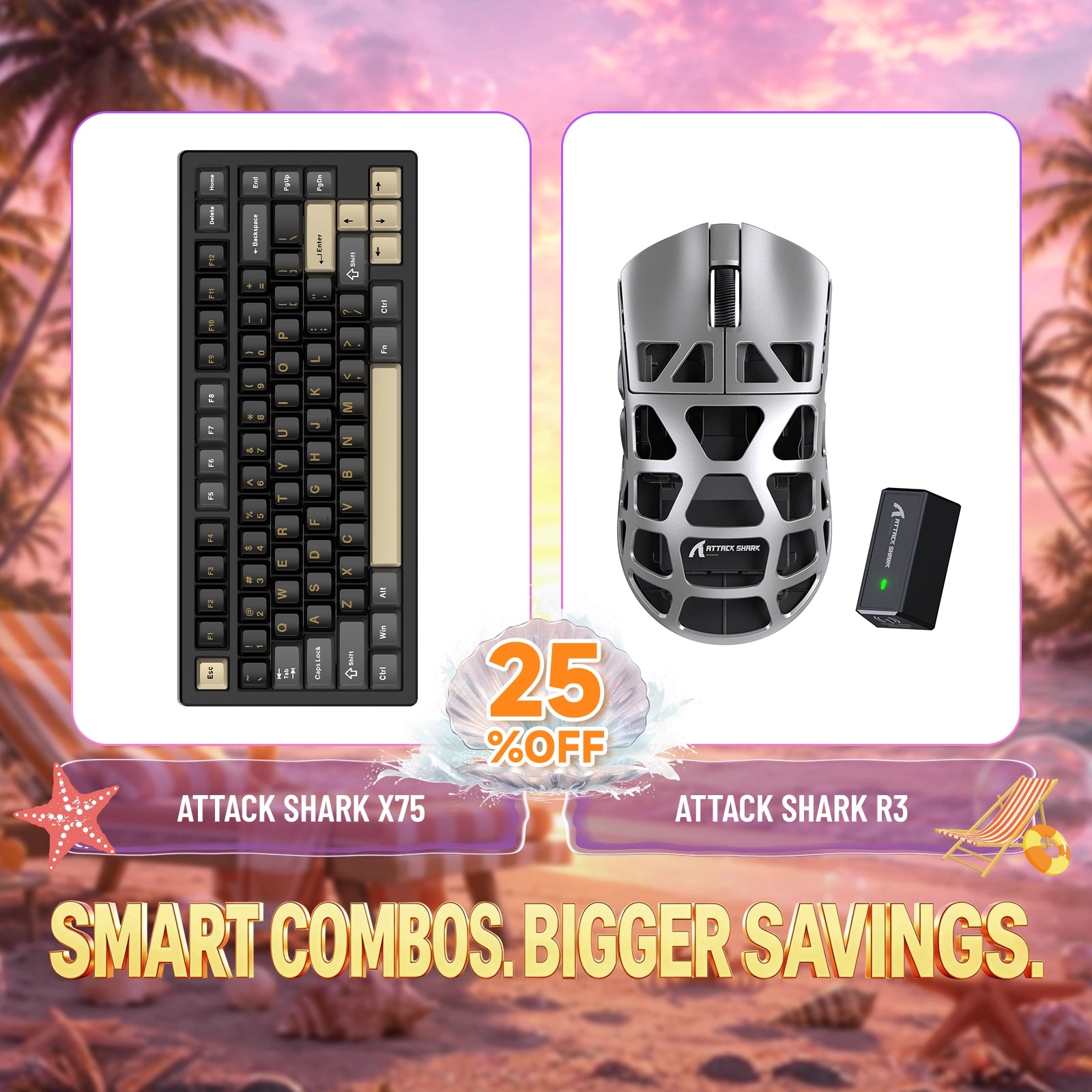 ATTACK SHARK X75 Tastiera in Alluminio Completo + Mouse da Gaming in Lega di Magnesio R3 Bundle