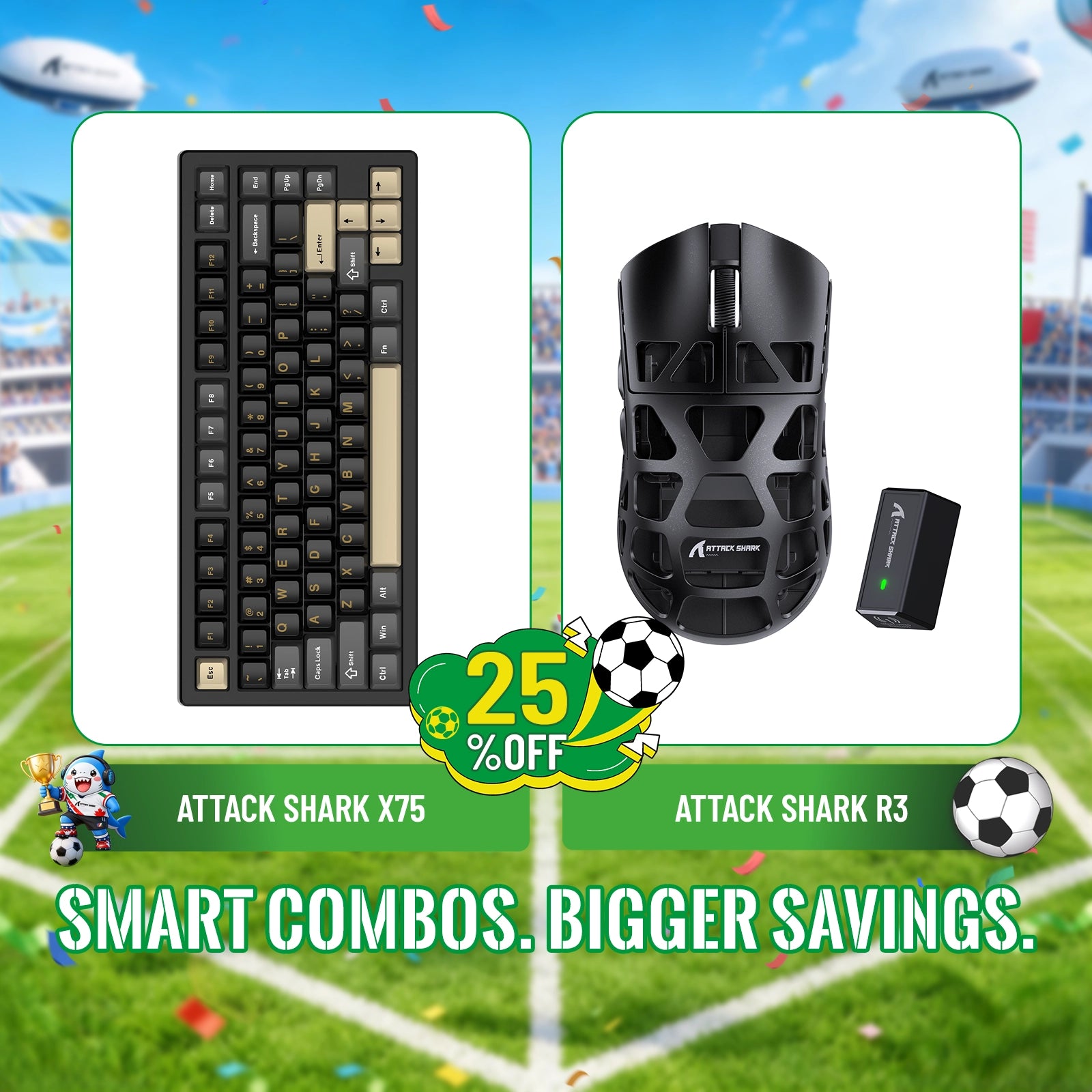 ATTACK SHARK X75 Tastiera in Alluminio Completo + Mouse da Gaming in Lega di Magnesio R3 Bundle