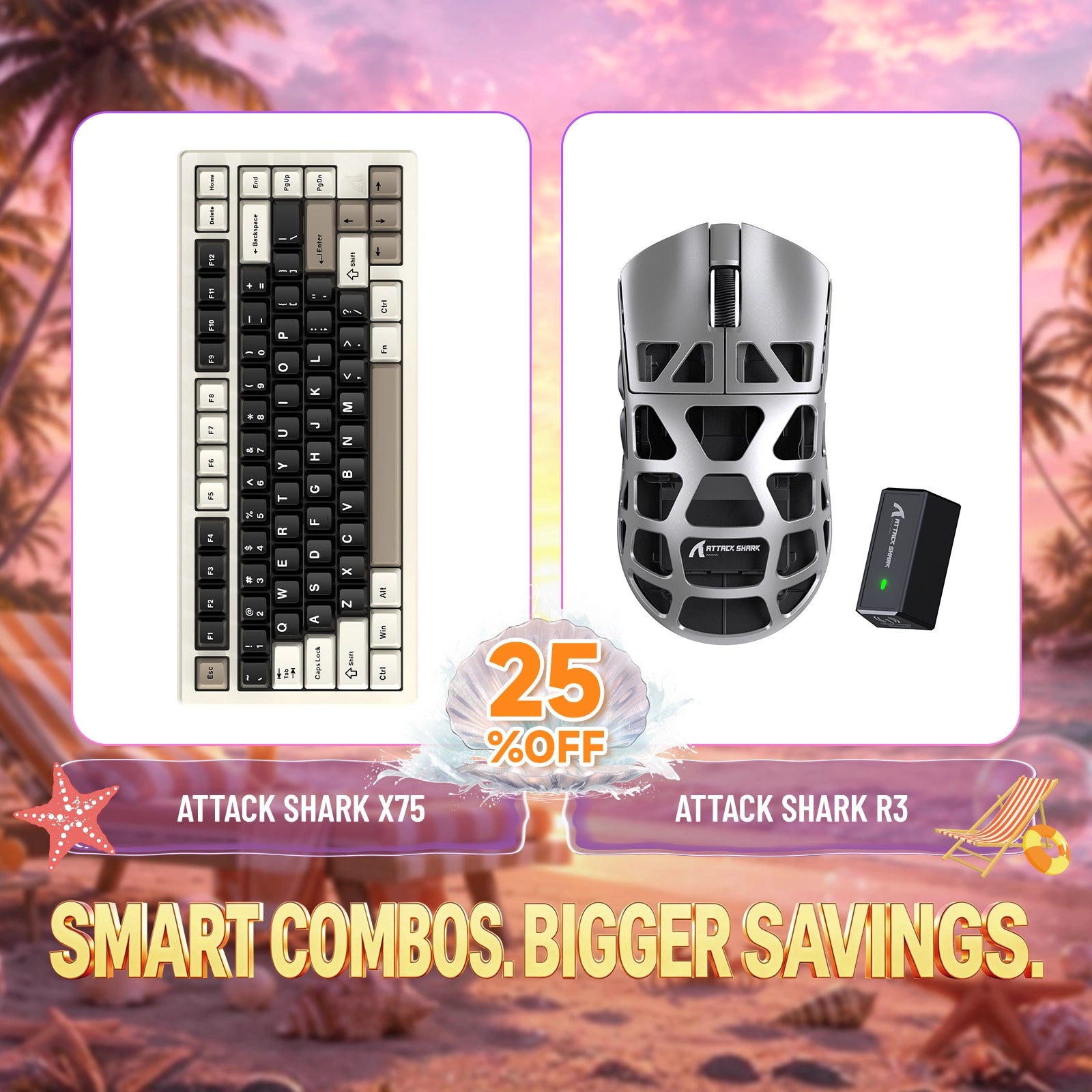 ATTACK SHARK X75 Tastiera in Alluminio Completo + Mouse da Gaming in Lega di Magnesio R3 Bundle