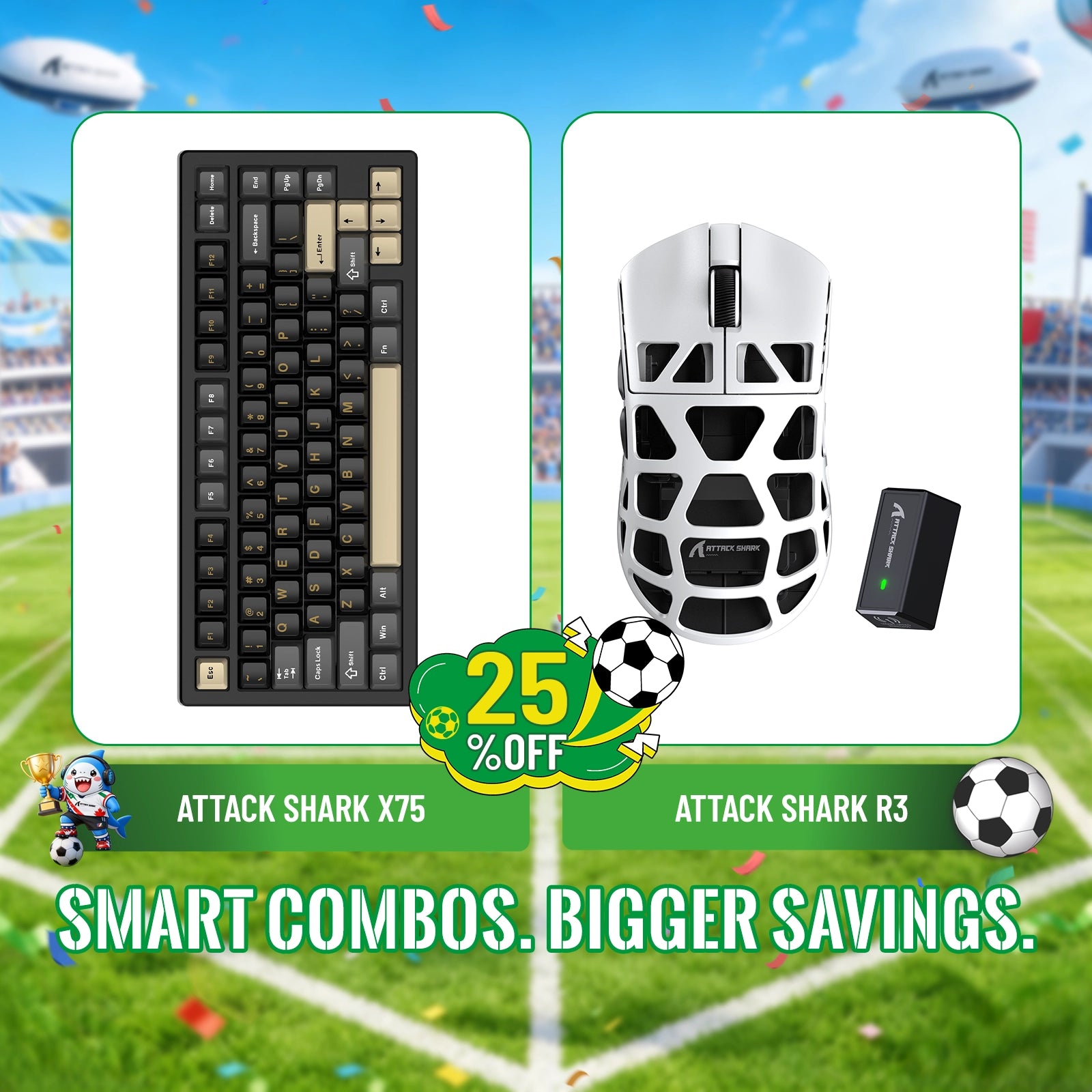 ATTACK SHARK X75 Tastiera in Alluminio Completo + Mouse da Gaming in Lega di Magnesio R3 Bundle
