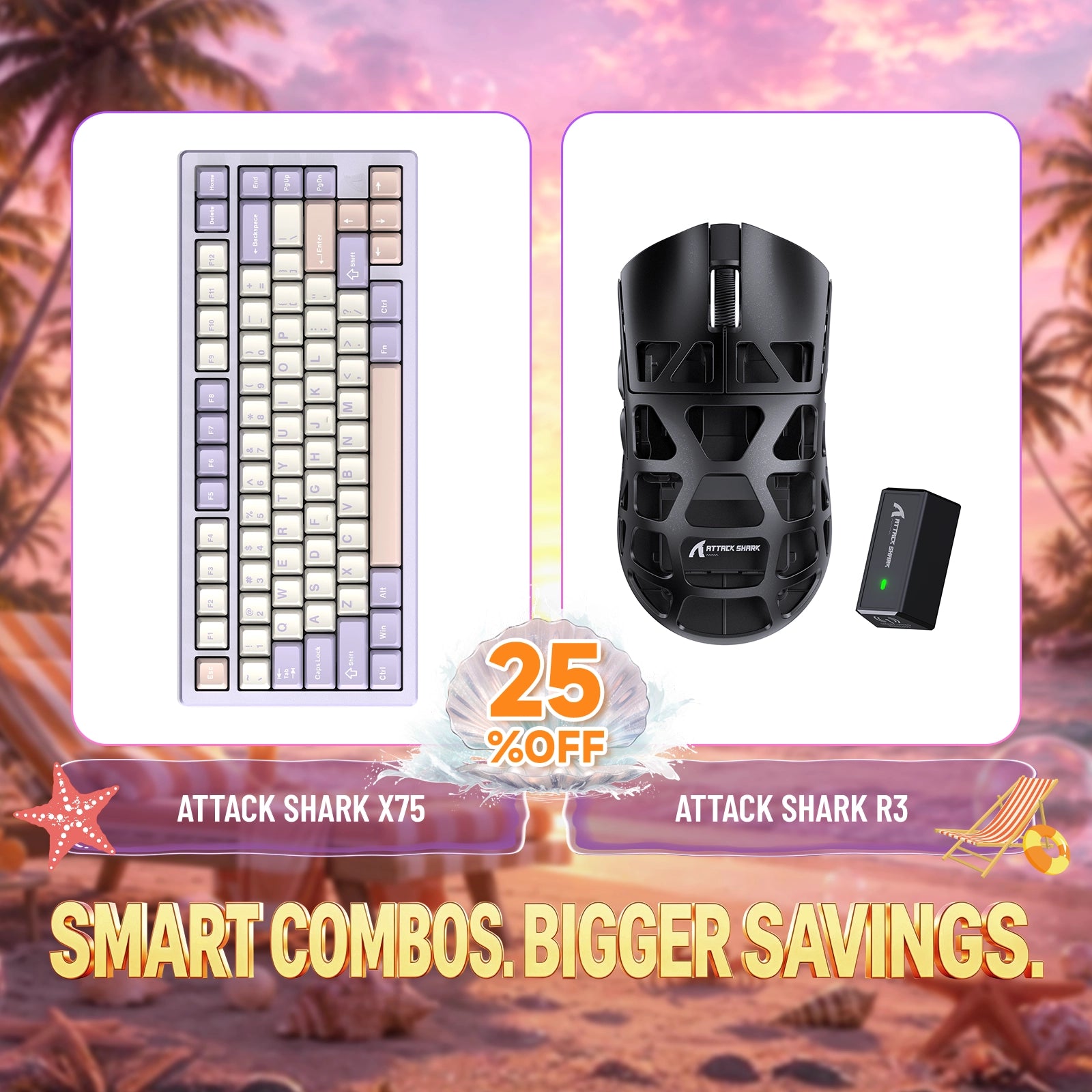 ATTACK SHARK X75 Tastiera in Alluminio Completo + Mouse da Gaming in Lega di Magnesio R3 Bundle
