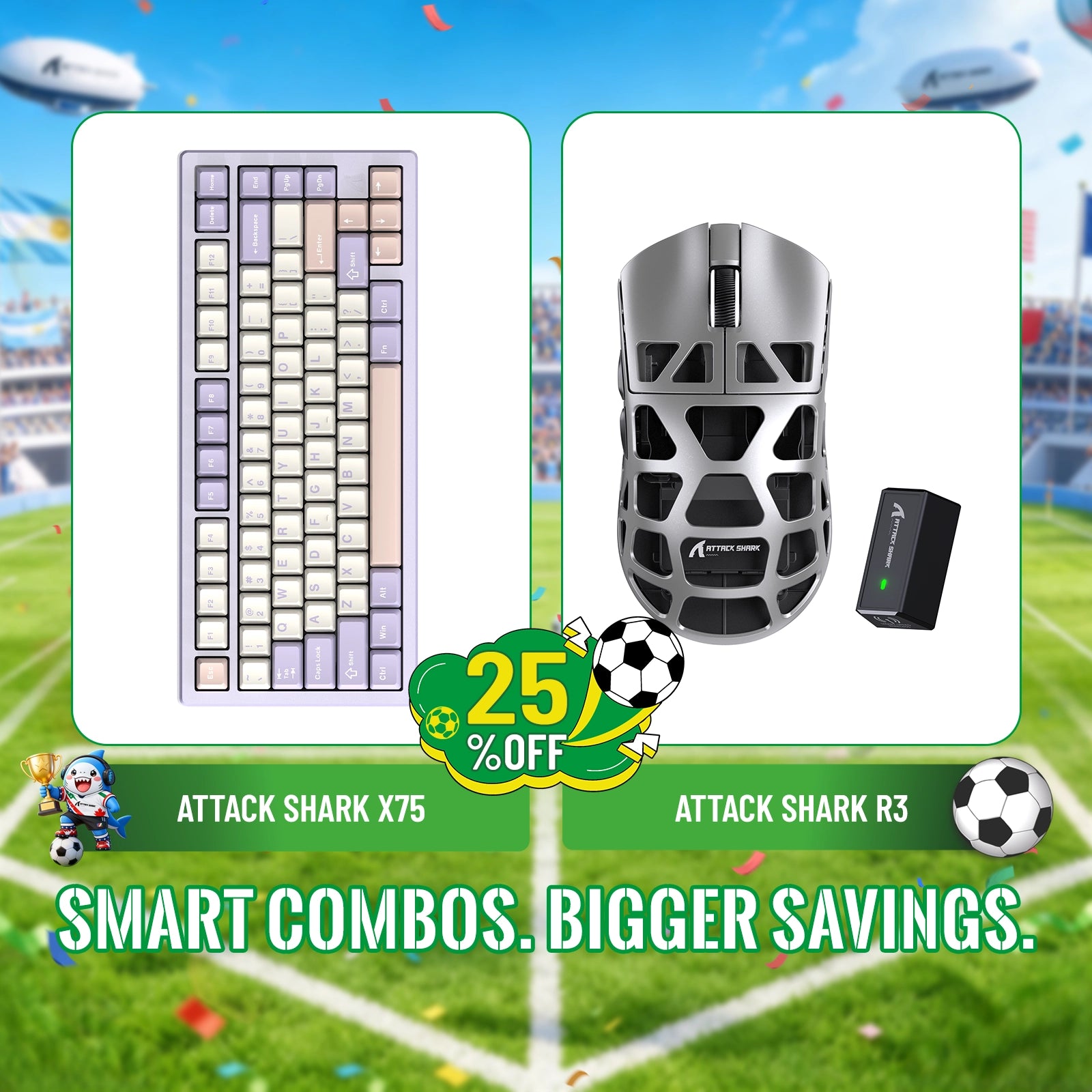 ATTACK SHARK X75 Tastiera in Alluminio Completo + Mouse da Gaming in Lega di Magnesio R3 Bundle