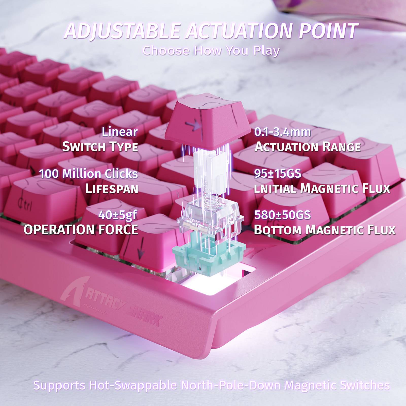 ATTACK SHARK X68 HE Tastiera Rapid Trigger con Switch Magnetico