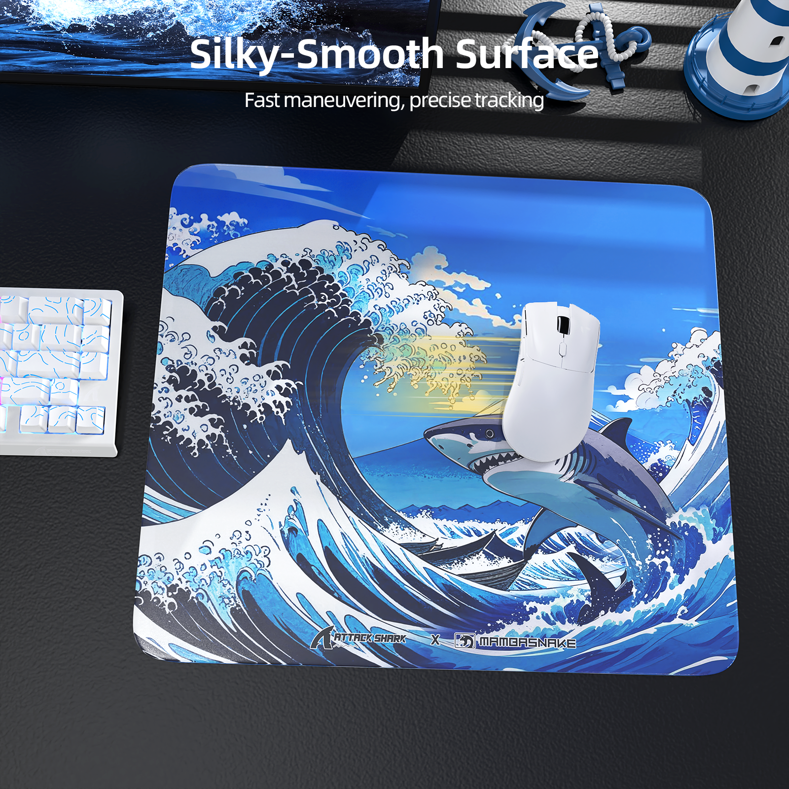 ATTACK SHARK CM05 Tappetino Gaming in Vetro Temperato