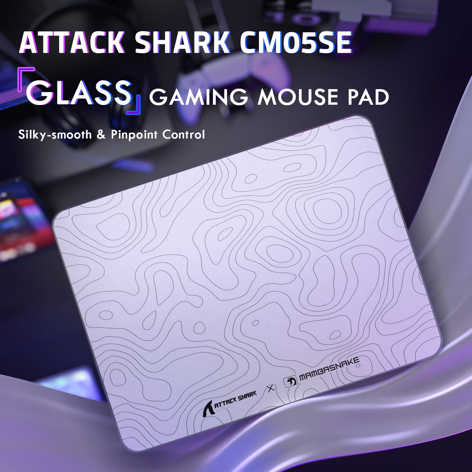 ATTACK SHARK CM05 Tappetino Gaming in Vetro Temperato