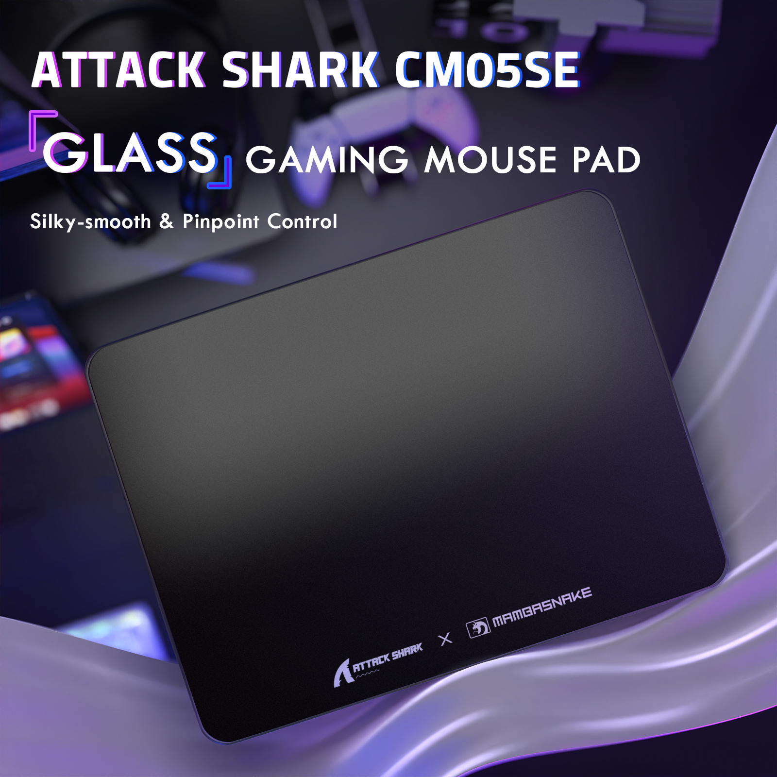 ATTACK SHARK CM05 Tappetino Gaming in Vetro Temperato