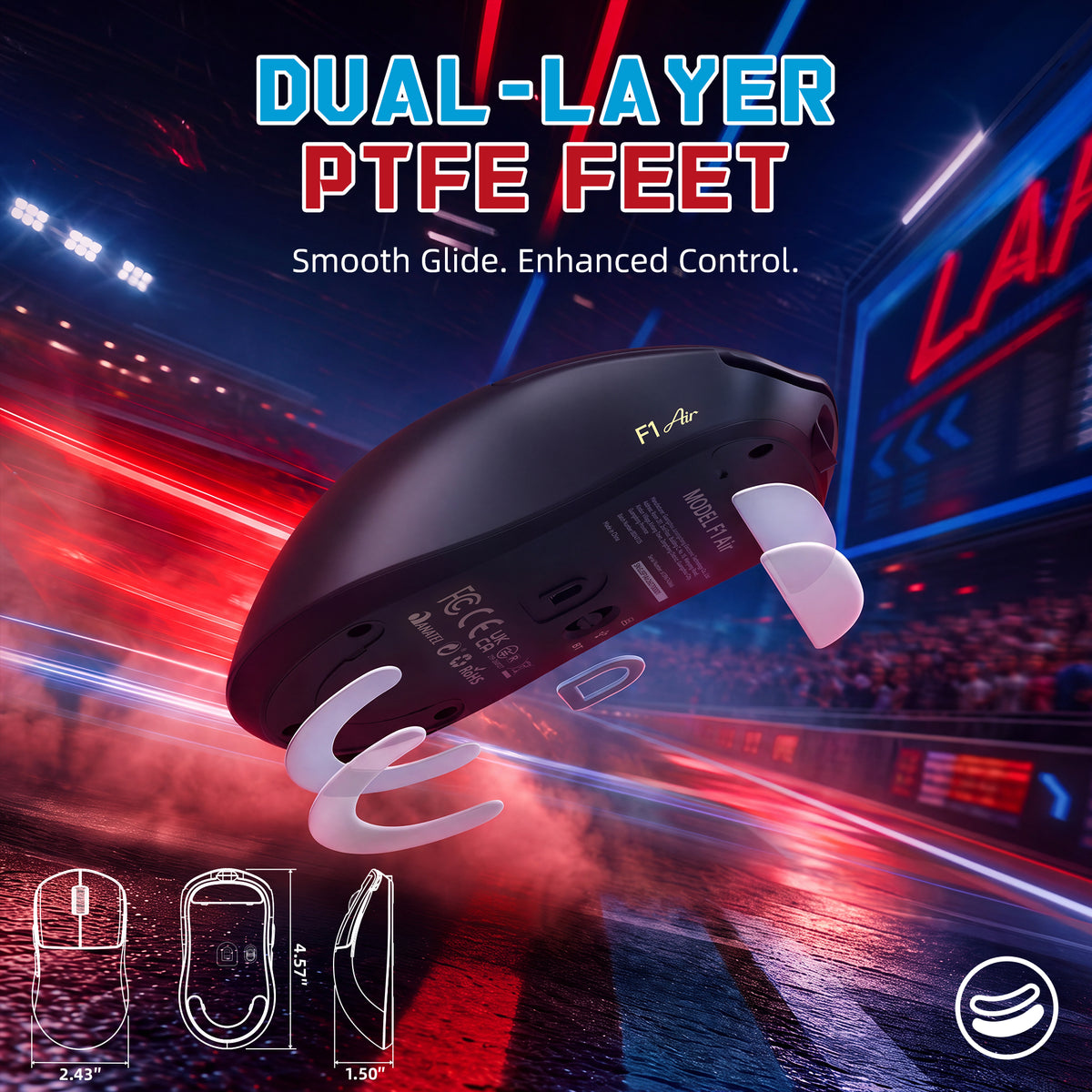 ATTACK SHARK F1 AIR 39g Mouse da gaming wireless con PAW3955MAX e cavo C06 Ultra