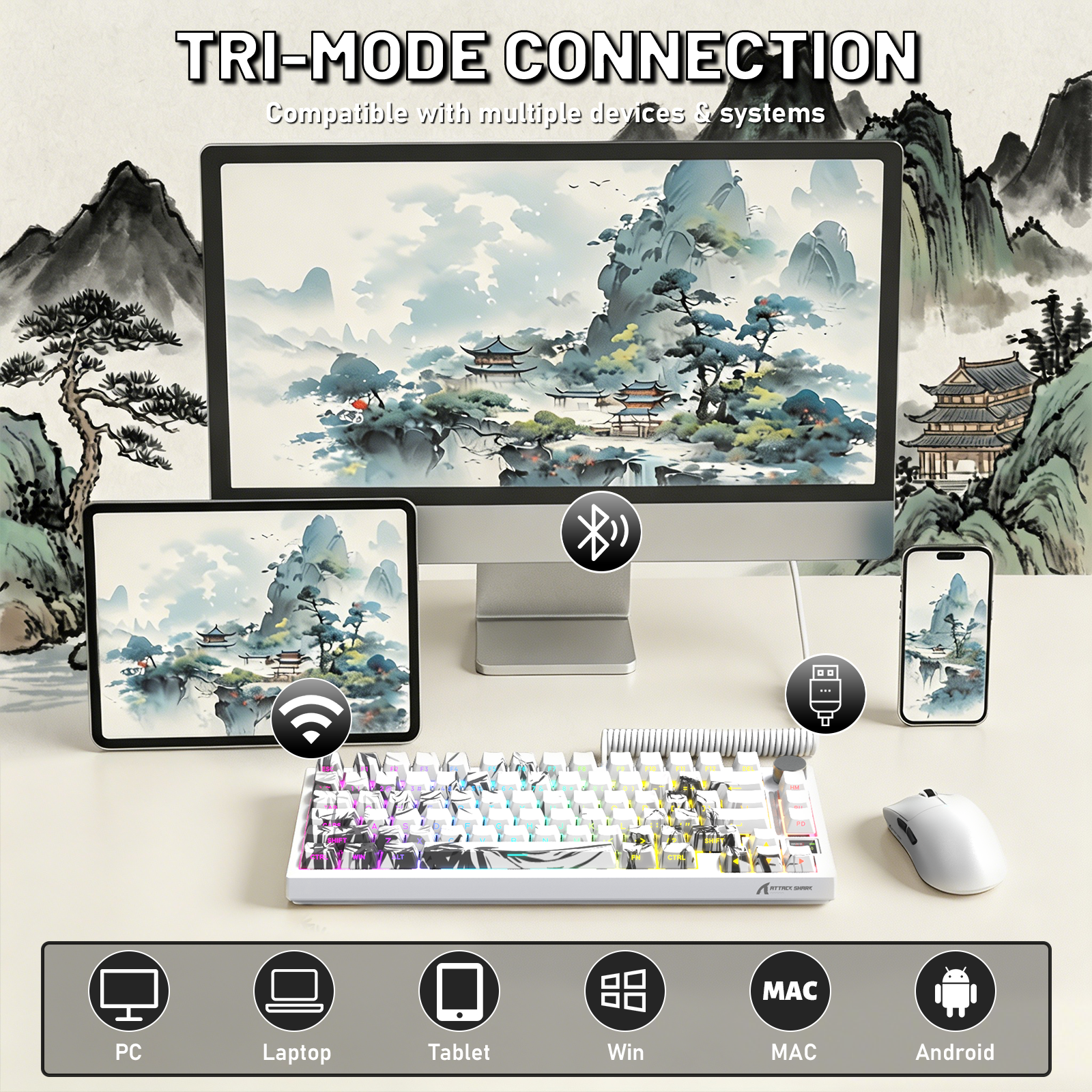 Tastiera meccanica ATTACK SHARK X820ULTRA con cavo a spirale C01ULTRA