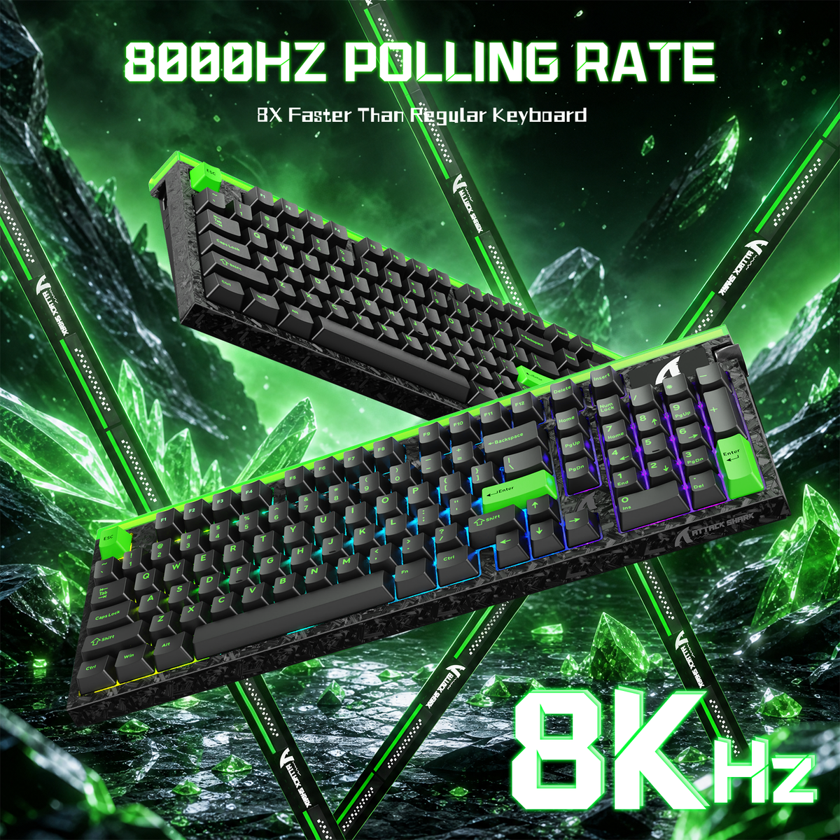 Tastiera con cavo ATTACK SHARK R98 HE in fibra di carbonio, interruttore magnetico a scatto rapido cablato con cavo avvolto Ultra RGB C01