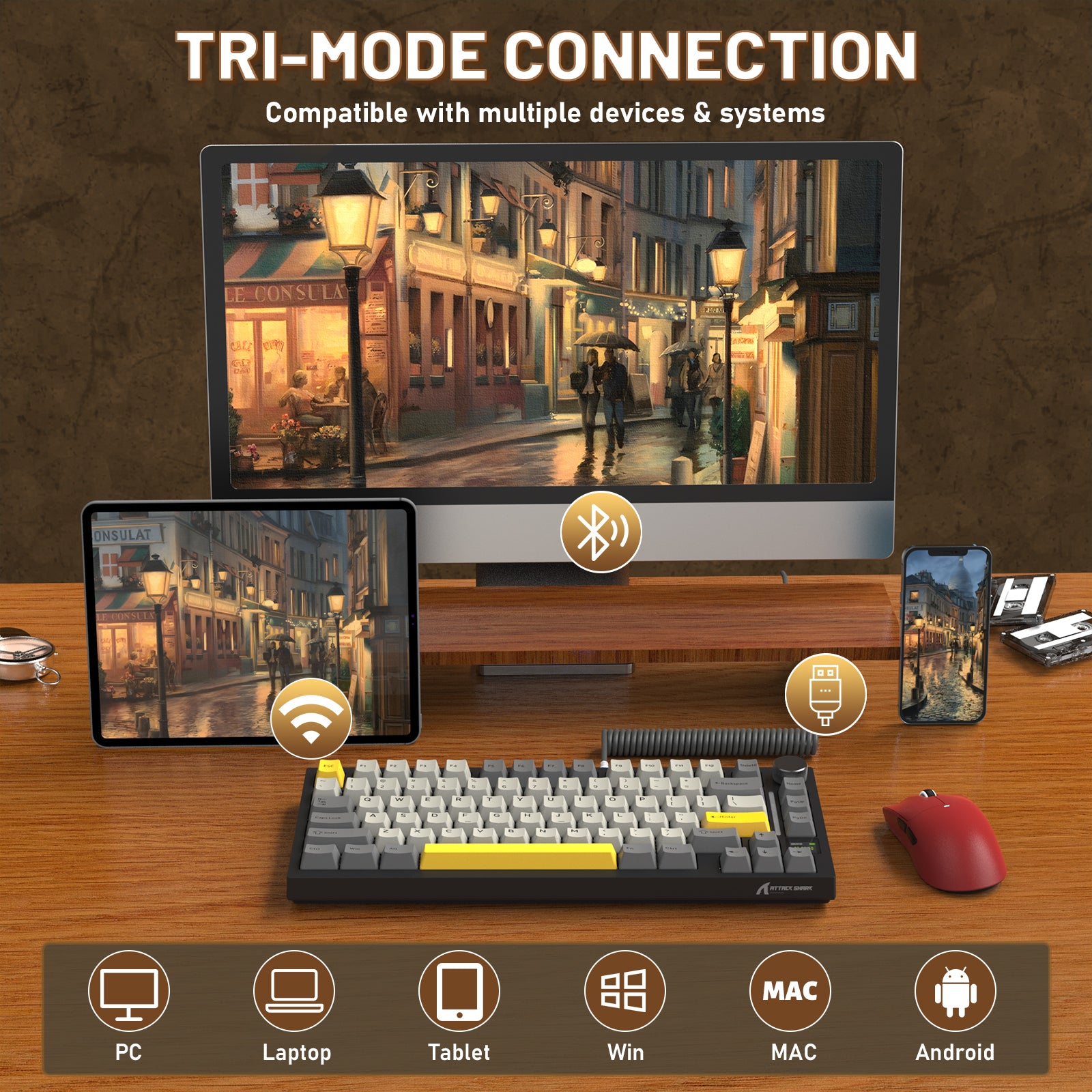 Tastiera meccanica ATTACK SHARK X820ULTRA con cavo a spirale C01ULTRA