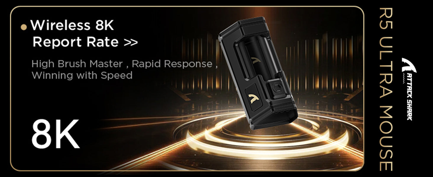 Mouse da gioco ATTACK SHARK R5 Ultra in fibra di carbonio wireless 8K PAW3950MAX