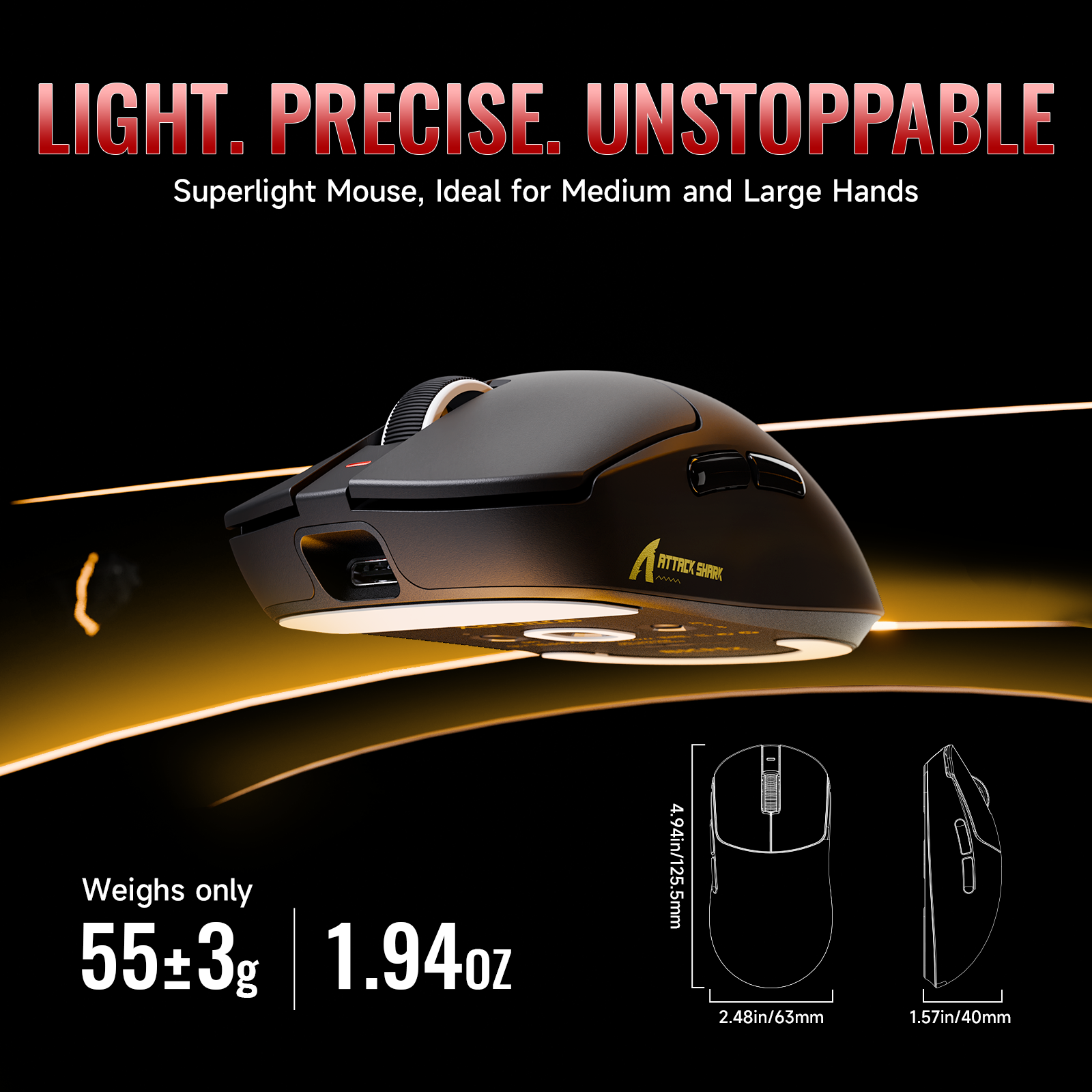ATTACK SHARK X8 Series Mouse da Gioco Wireless Tri-mode Leggero