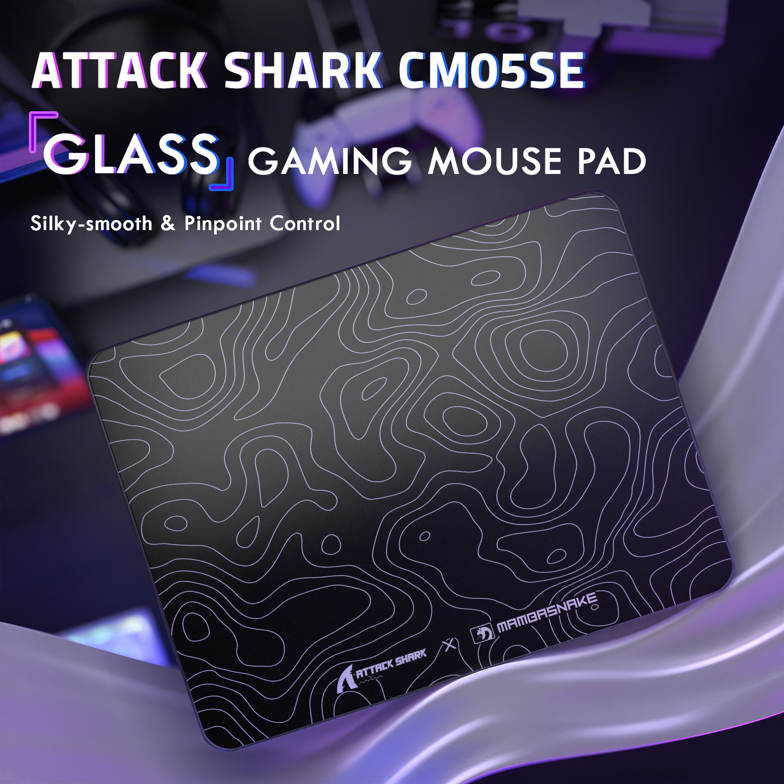 ATTACK SHARK CM05 Tappetino Gaming in Vetro Temperato